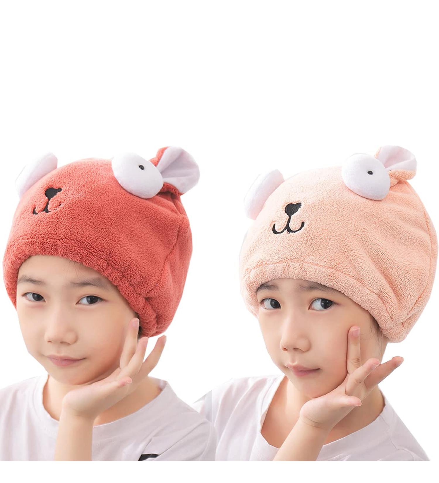 Buy Cute Pink & Red Microfiber Hair Towels for Girls | Quick Drying & Soft Hair Turban - 2 Pack - Buy Online on GoSupps.com