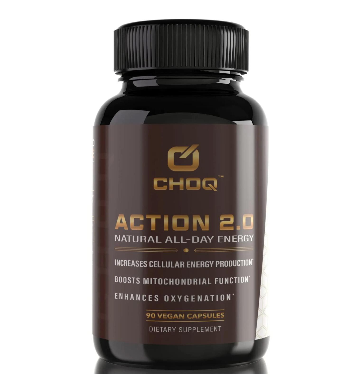 CHOQ Action 2.0 | Natural All-Day Energy | 90 Vegan Capsules with Rhodiola rosea for Enhanced Focus & Stamina - Buy Online on GoSupps.com