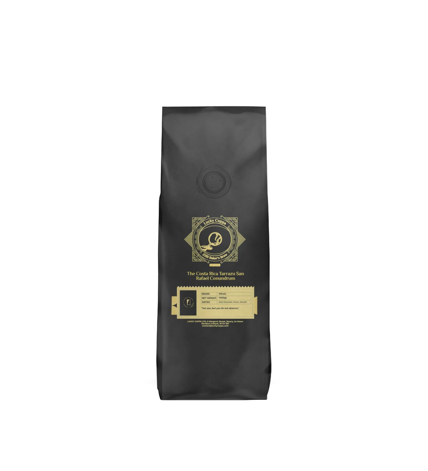 Lucky Cuppa's "221b Bakers Brew" Costa Rica Tarrazu San Rafael Conundrum Coffee - Dark Roasted Whole Coffee Beans - Sherlock Holmes Gifts for Coffee Lovers - 1kg - Buy Online on GoSupps.com