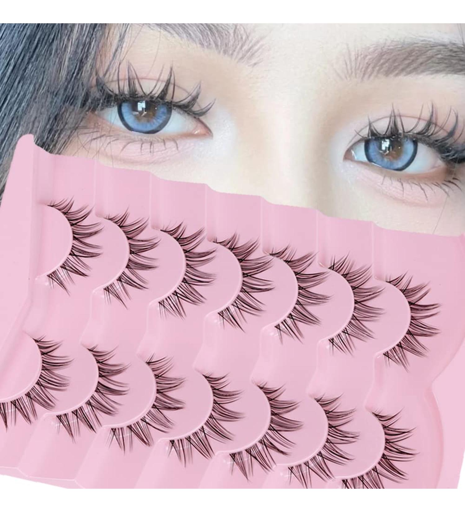 DSLONG Cat Eye Lashes - 12mm Fluffy Wispy Short Fake Eyelashes - 7 Pairs Fox Eye Natural Lashes - Buy Online on GoSupps.com