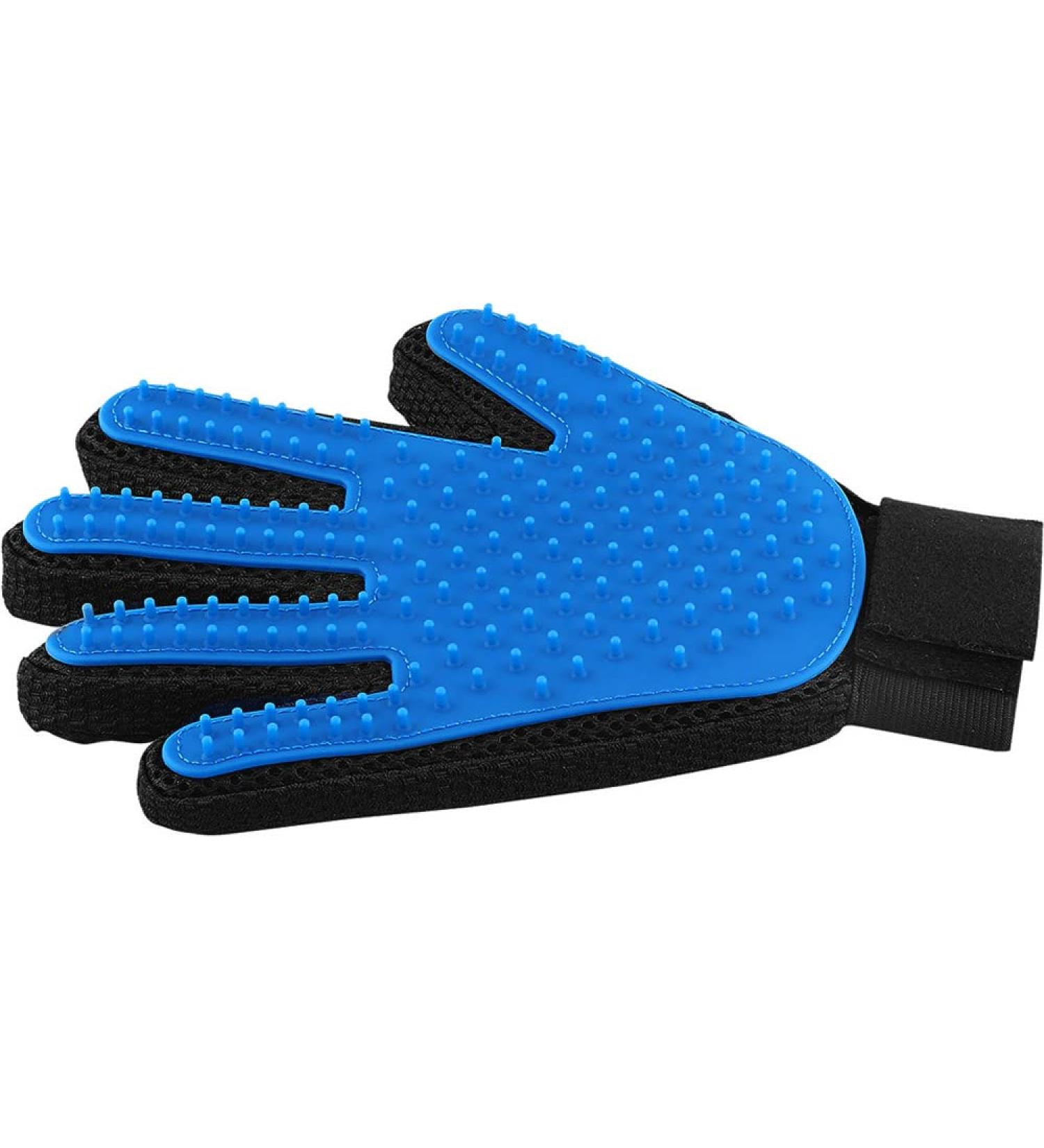 Pet Hair Remover Glove - Deshedding & Grooming Brush for Dogs & Cats - Five Finger Design Massage Mitt - Long & Short Fur - 1 Pack (Blue, Right-Hand) - Buy Online on GoSupps.com