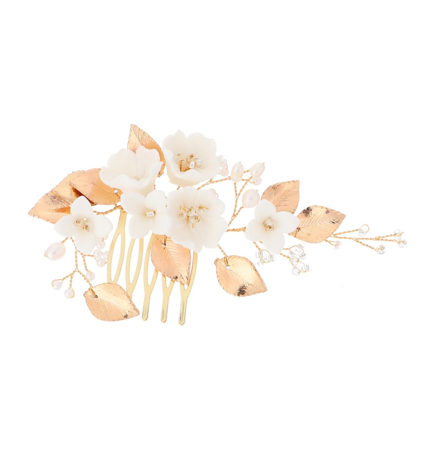 Ipetboom 1pc White Bridal Comb Bride Hair Comb White Hair Clip Bride Headpiece Women Hair Comb Flower Rhinestone Hair Clips Rhinestone Pearl Hair Clips Accessories Ceramics Wedding Women's - Buy Online on GoSupps.com