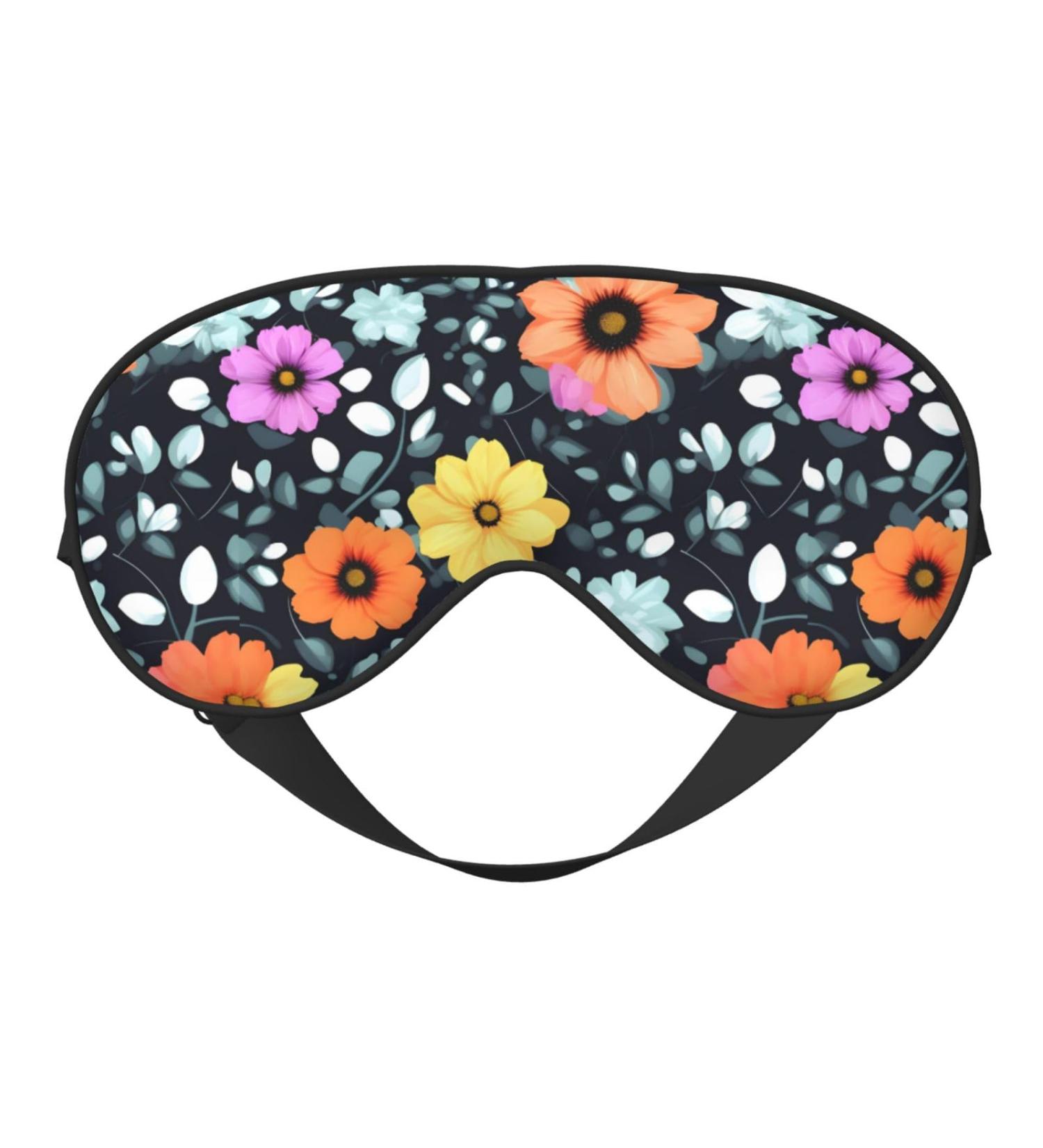 Colourful Flowers Unisex Adjustable Eye Mask - Blackout Sleep Mask for Travel Yoga Home & Office Nap - Buy Online on GoSupps.com
