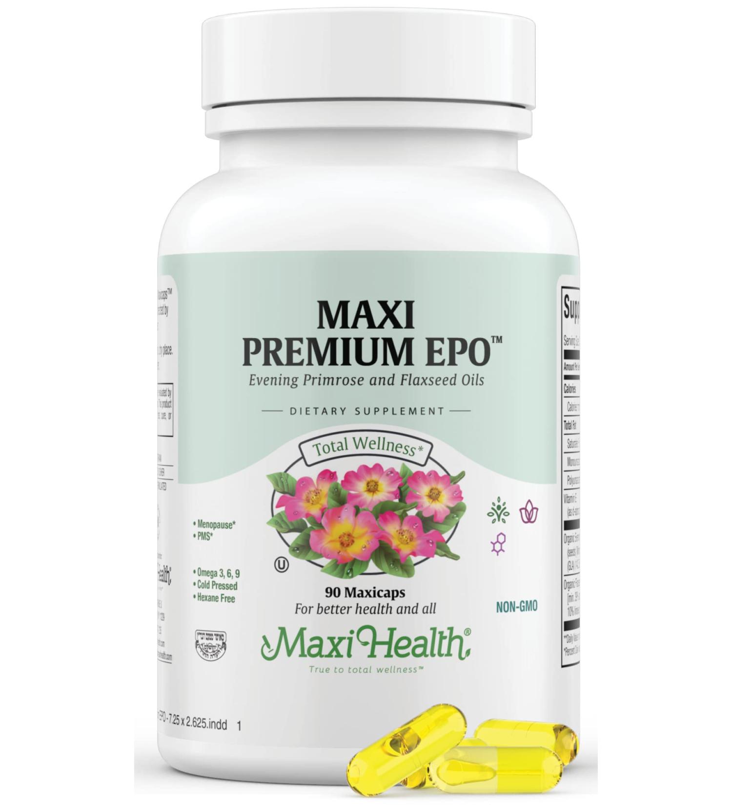 Organic Evening Primrose Oil Capsules 1500mg - Hormone Balance & Menopause Relief - GLA Supplement for Women - 90 Count - Buy Online on GoSupps.com