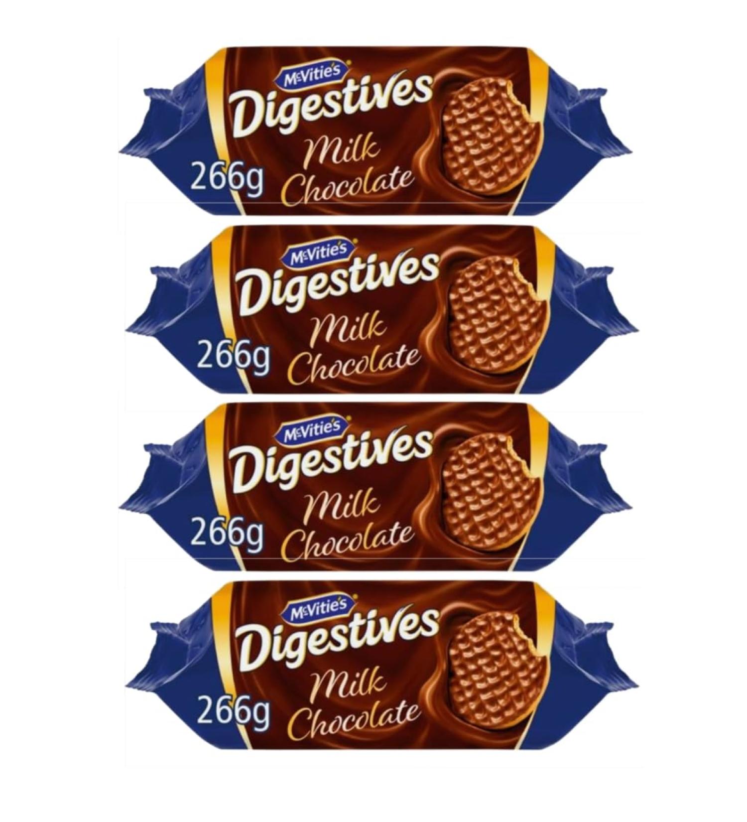 McVitie's Milk Chocolate Digestives Twin Pack 4 x 266g | Suitable for Vegetarians | Baked with 100% Wholegrain | Healty Milk Chocolate Cookies | Great Value | Sold by Essential Products - Buy Online on GoSupps.com