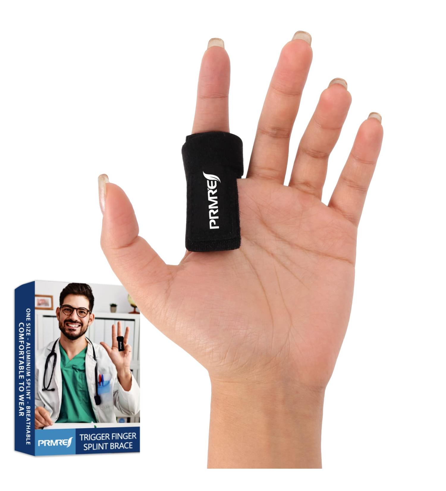 Adjustable Trigger Finger Splint for Pain Relief - Left/Right Hand, Fits Curved/Bent Fingers - Black - Buy Online on GoSupps.com