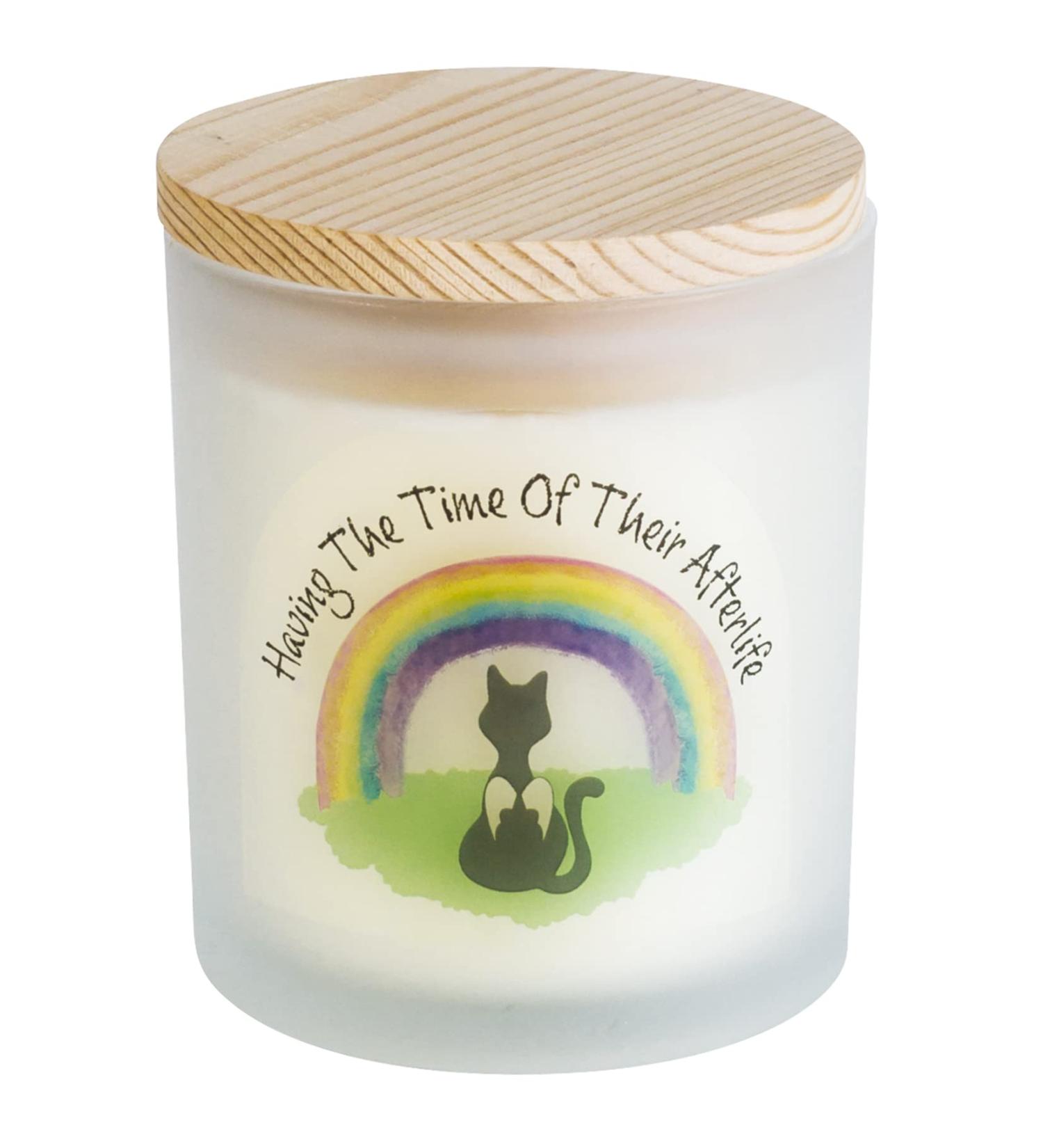 Pet Cat Loss Remembrance Candle. Beautifully Fragranced Memorial Gift for Pet Lovers by Rainbow Bridge Friends