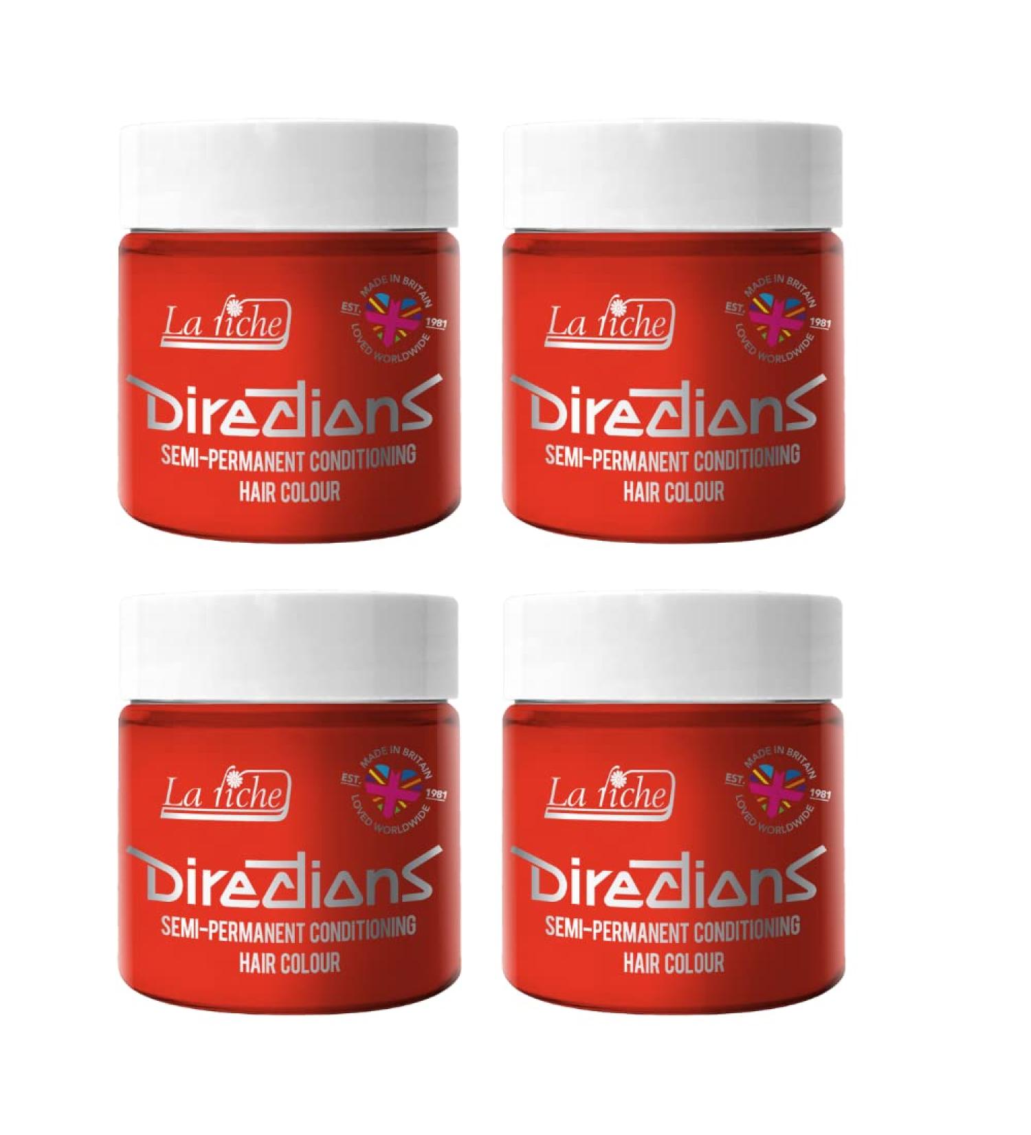 La Riche Directions Semi-Permanent Hair Color 100 ml Jar 4 Pack (Neon Red) Neon Red 100 ml (Pack of 4)