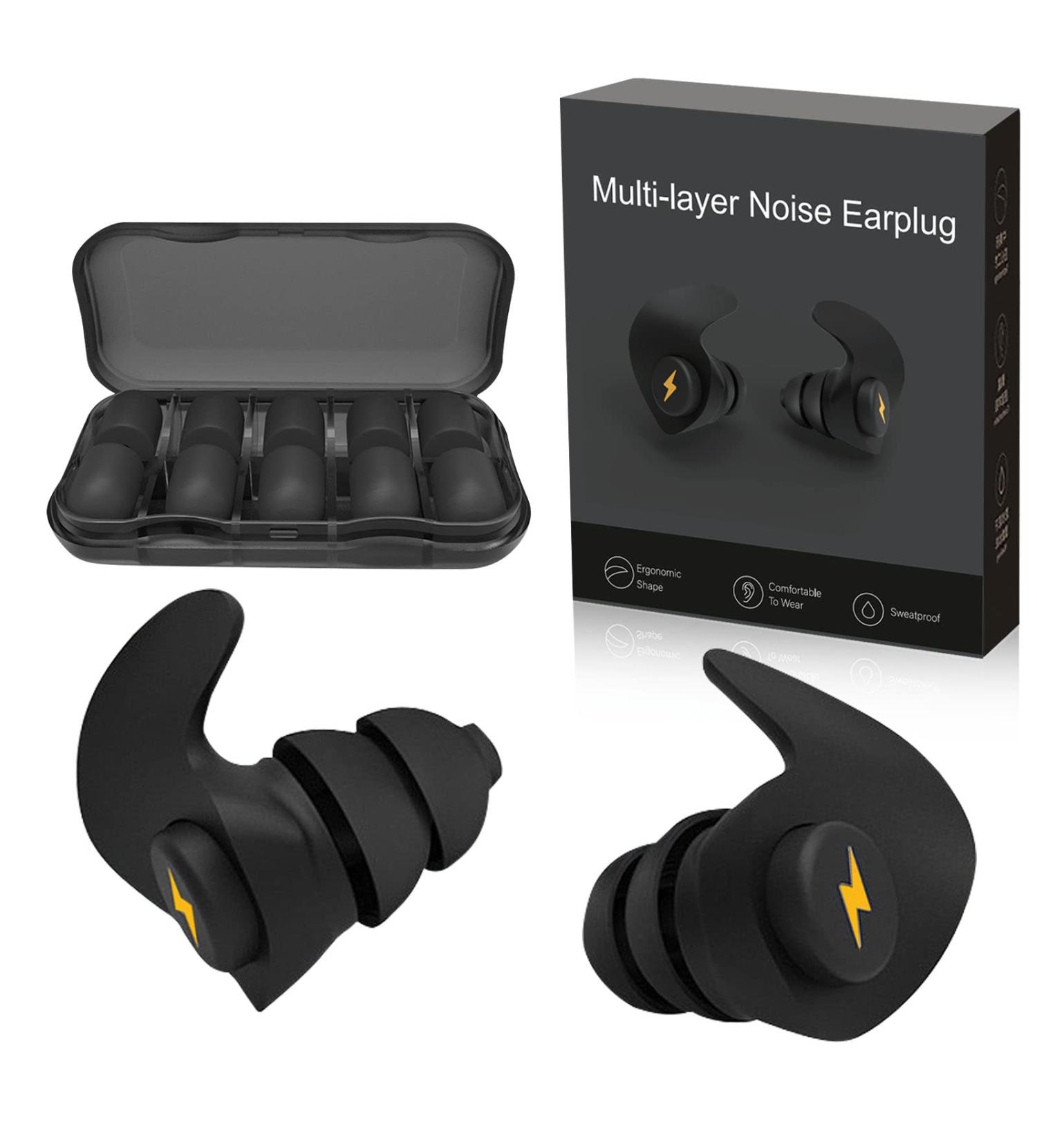 Silicone Ear Plugs for Sleeping - 6 Pairs, Noise Cancelling & Reusable - Ideal for Work, Study, Snoring, Shooting, Concerts - Black - Buy Online on GoSupps.com