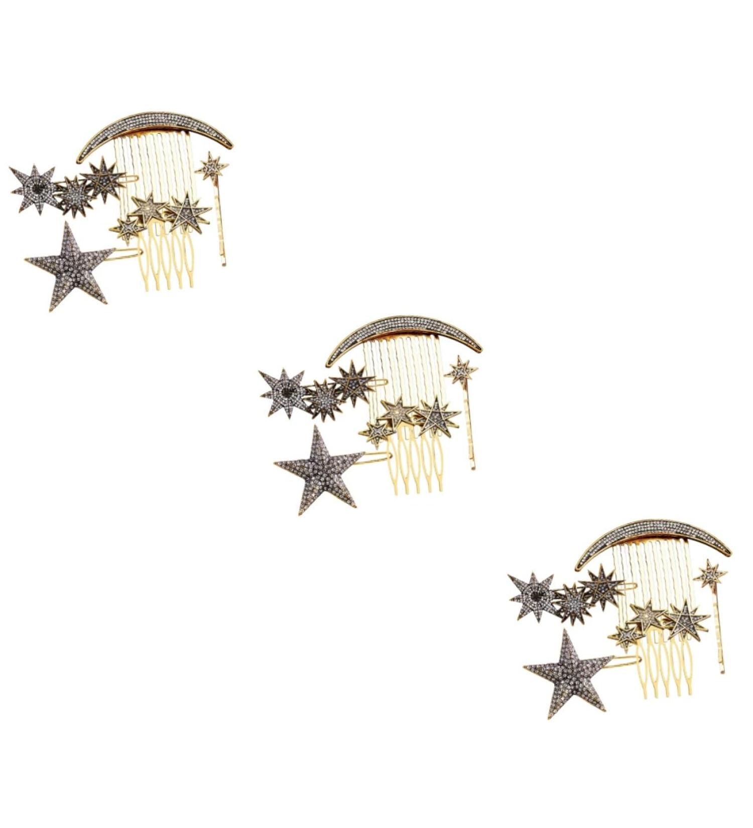FOMIYES 3 Sets Star Moon Hairpin Retro Hair Side Comb Star Hair Accessories Metal Hair Clips Moon Decorations Wedding Headpiece for Bride Star Decor Alloy Rhinestones Hair Piece Bridesmaid - Buy Online on GoSupps.com