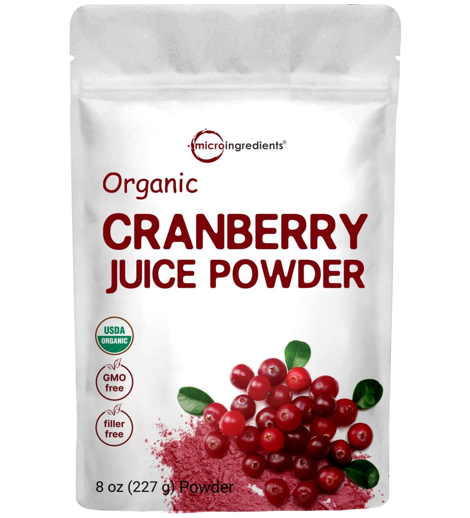 Sustainably US Grown Organic Cranberry Juice Powder 8oz - Urinary Tract & Prostate Health - Water Soluble - Pet Friendly - Buy Online on GoSupps.com