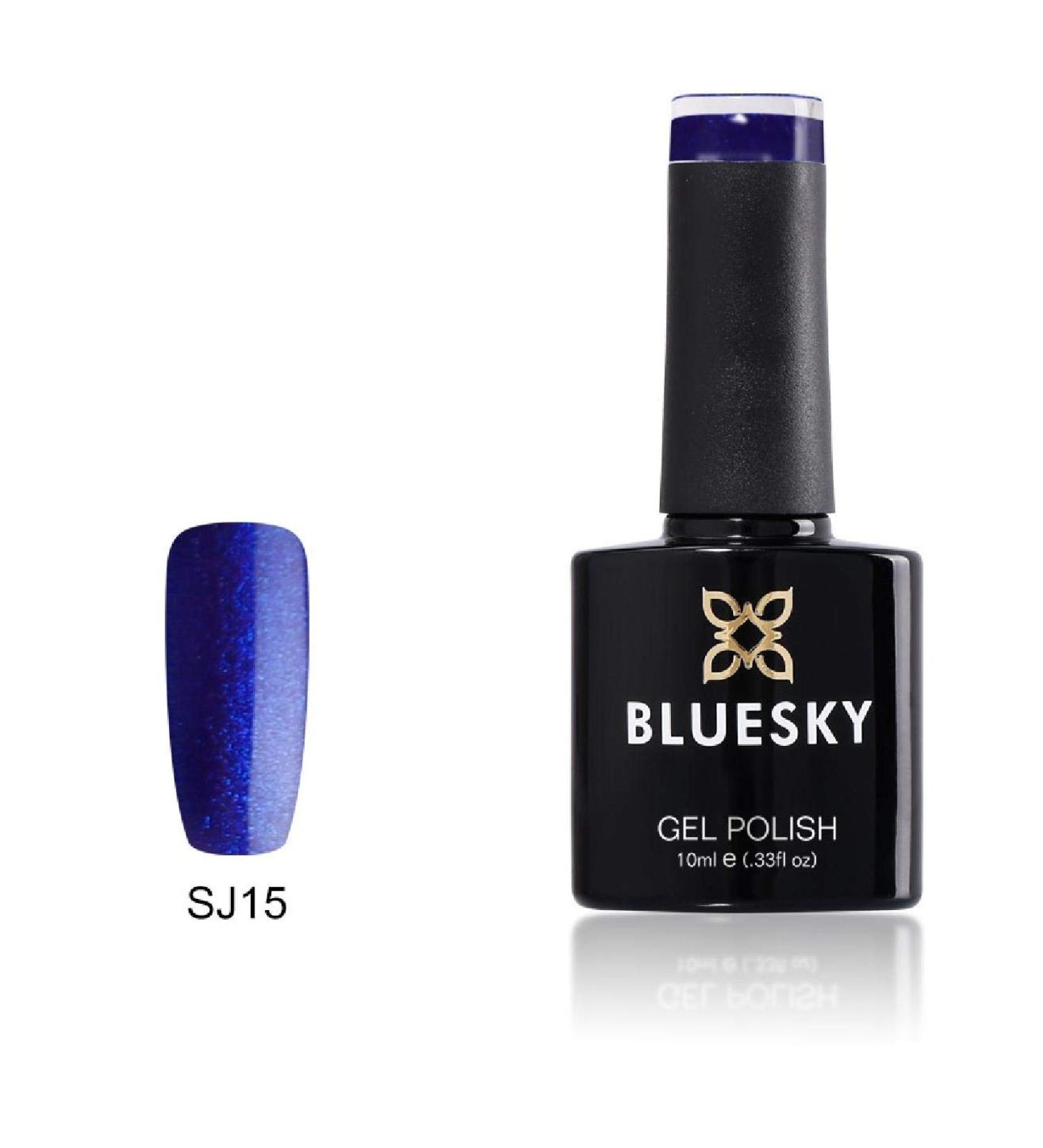 Bluesky Gel Nail Polish Crystal Royal Sparkly Sj15 Dark Blue Glitter Long Lasting Chip Resistant 10 ml (Requires Curing Under UV LED Lamp) - Buy Online on GoSupps.com