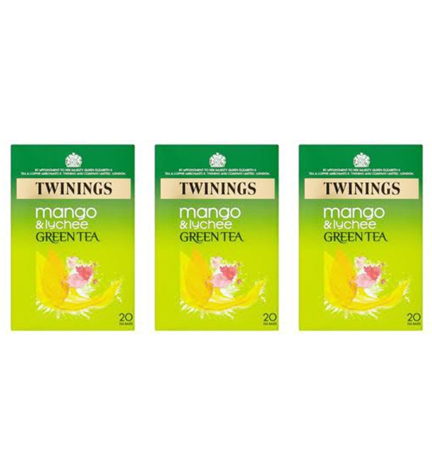 (3 PACK) - Twinings - Green Tea Mango & Lychee | 20 Bag | 3 PACK BUNDLE