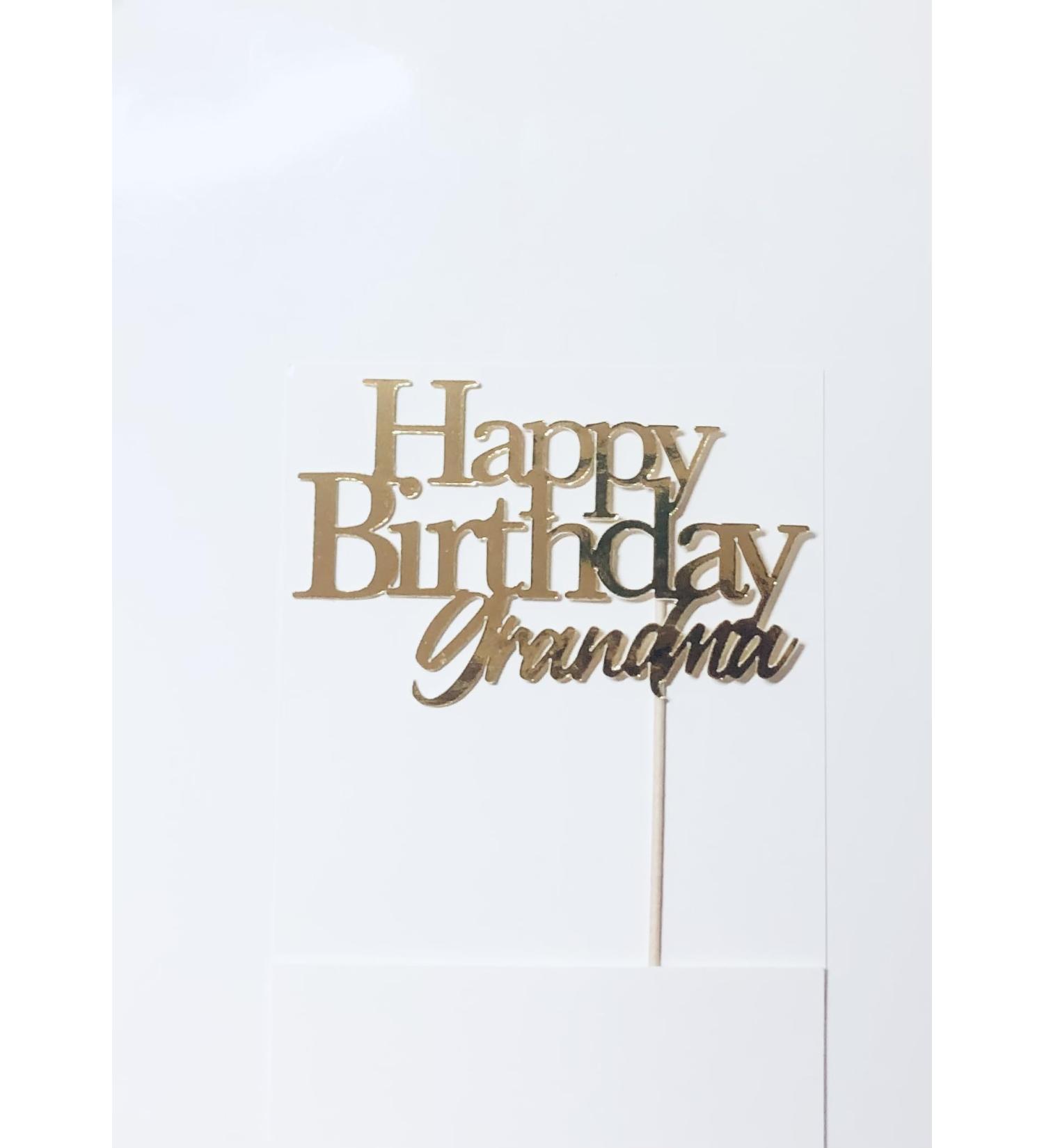 LuciaNArtGB Happy Birthday Grandma Cake Topper (Gold) - Buy Online on GoSupps.com