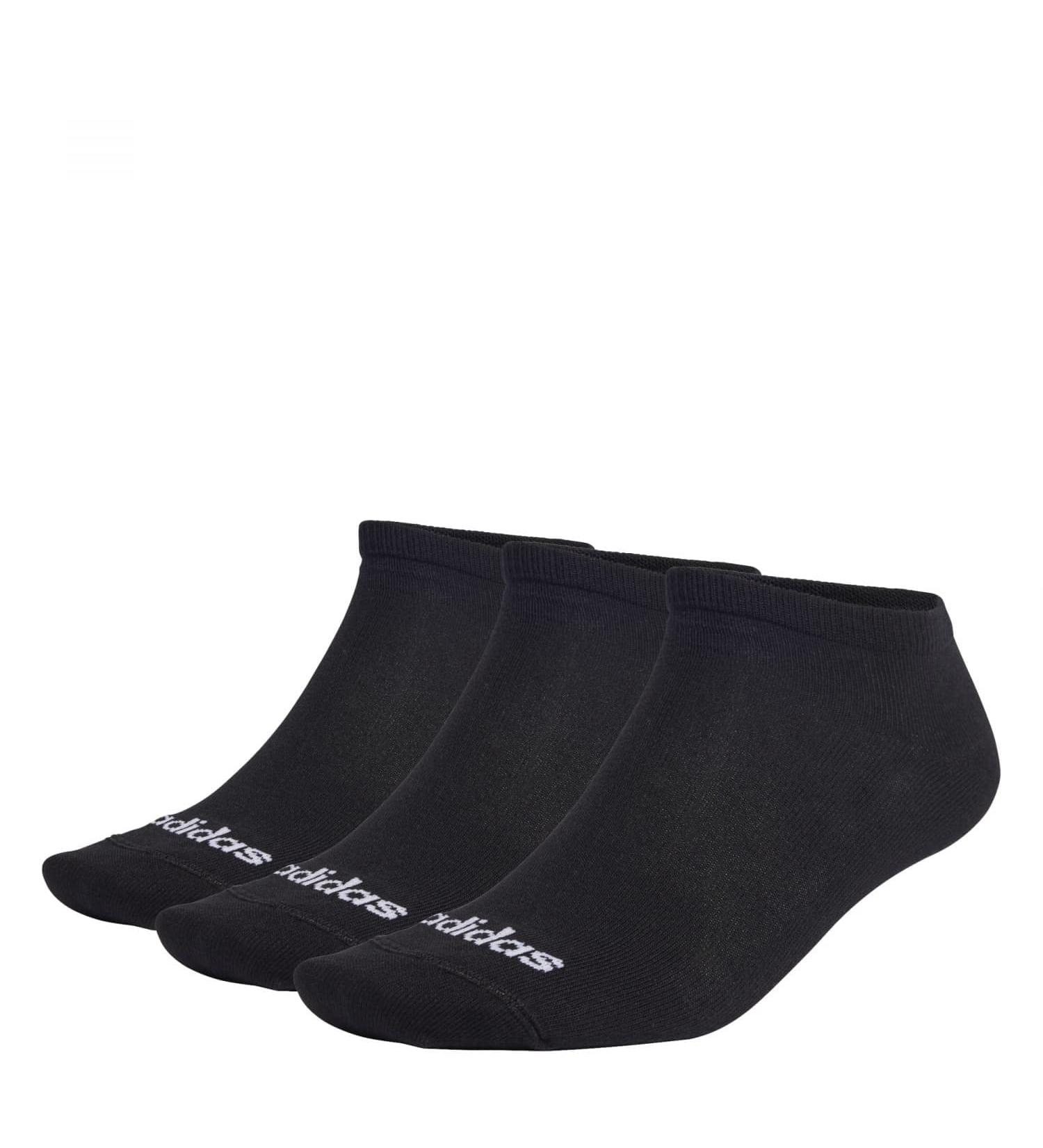 adidas Unisex Thin Linear Low-cut Socks 3 Pairs Sneaker Socks S Black/White