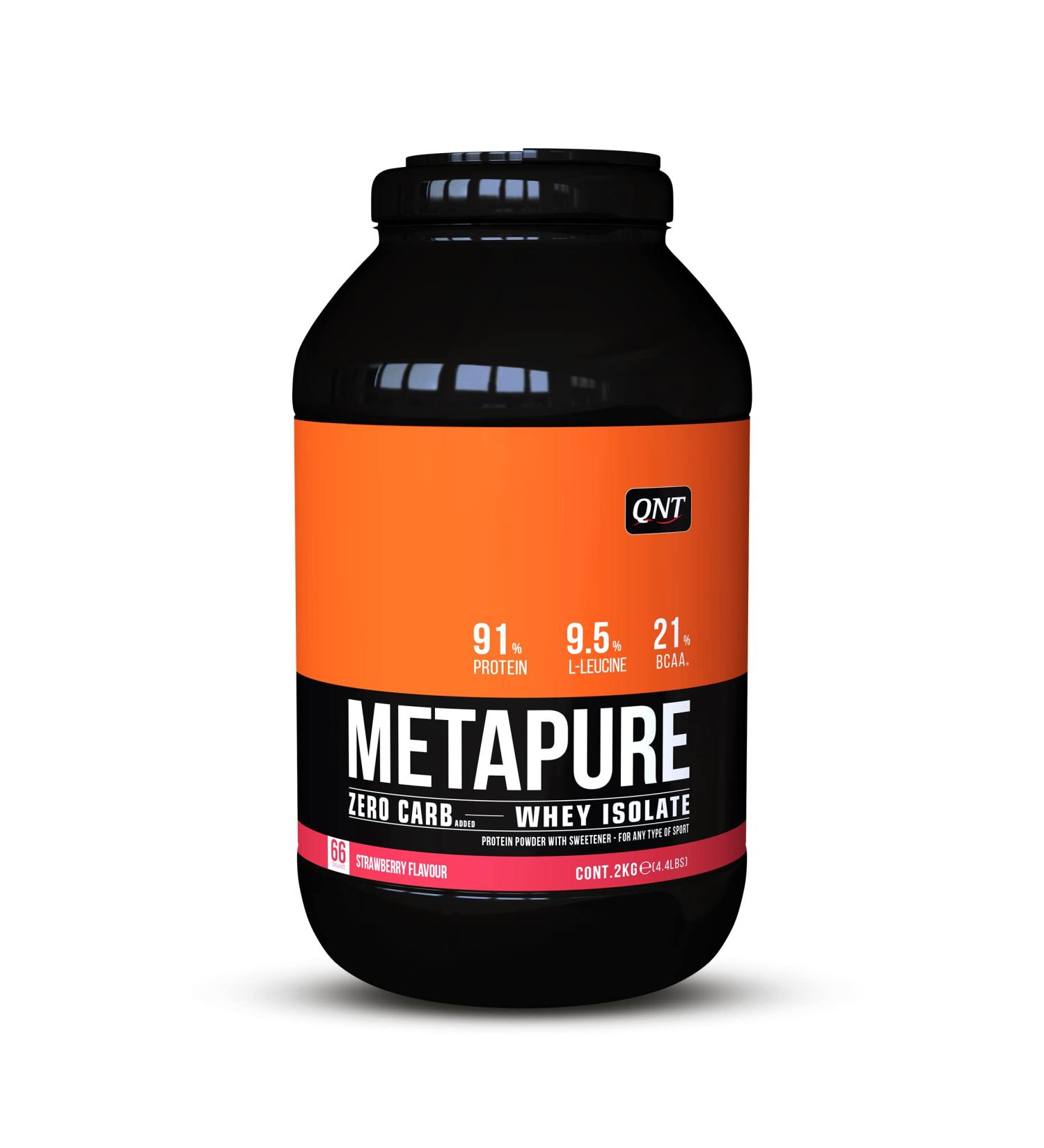 QNT Metapure Zero Carb Whey Strawberry 2000g | Best International Shipping & Low-Carb Protein - Buy Online on GoSupps.com
