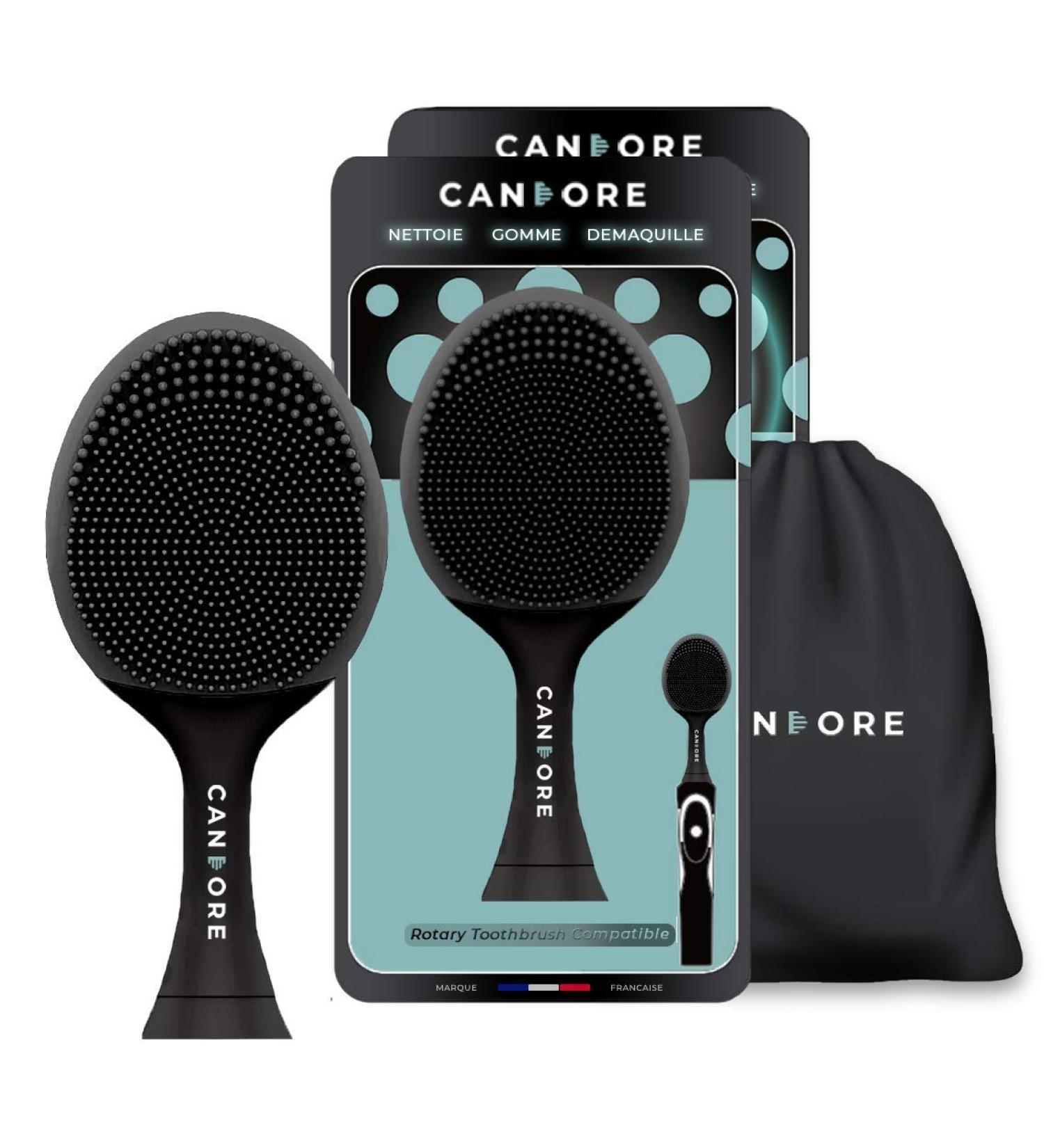 Shop Candore Silicone Face Brushes - Black Carbon-Infused Sonic 2-Piece Set - Recyclable & Compatible with Philips Electric Toothbrush - Buy Online on GoSupps.com