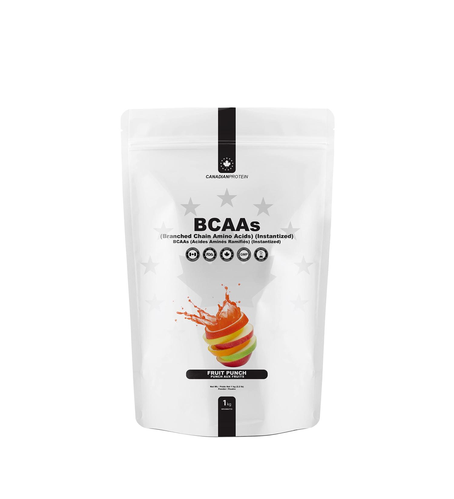 Canadian Protein Instantized Fruit Punch Flavoured All Natural Vegan BCAA Powder| 200 Servings | 5 Grams of BCAA Amino Acids Dairy Free Pre and Post Workout Drink for Muscle Building and Endurance - Buy Online on GoSupps.com