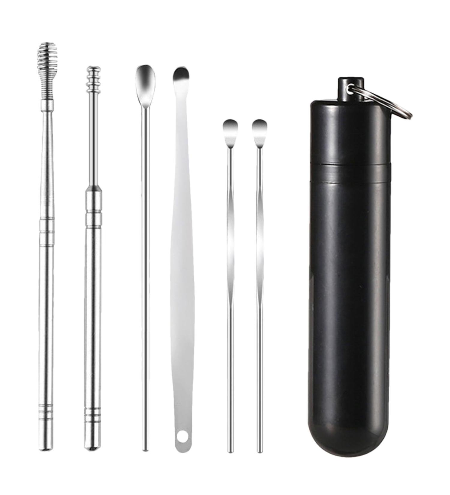Stainless Steel Ear Pick Kit - Wax Removal Kit | Earpick Ear Cleaning Kit |Ear Wax Ergonomic Removal Tool | Wear-Resistant Ear Cleaning Tool Safe Ear Wax Pick Set for Adults Children Black - Buy Online on GoSupps.com