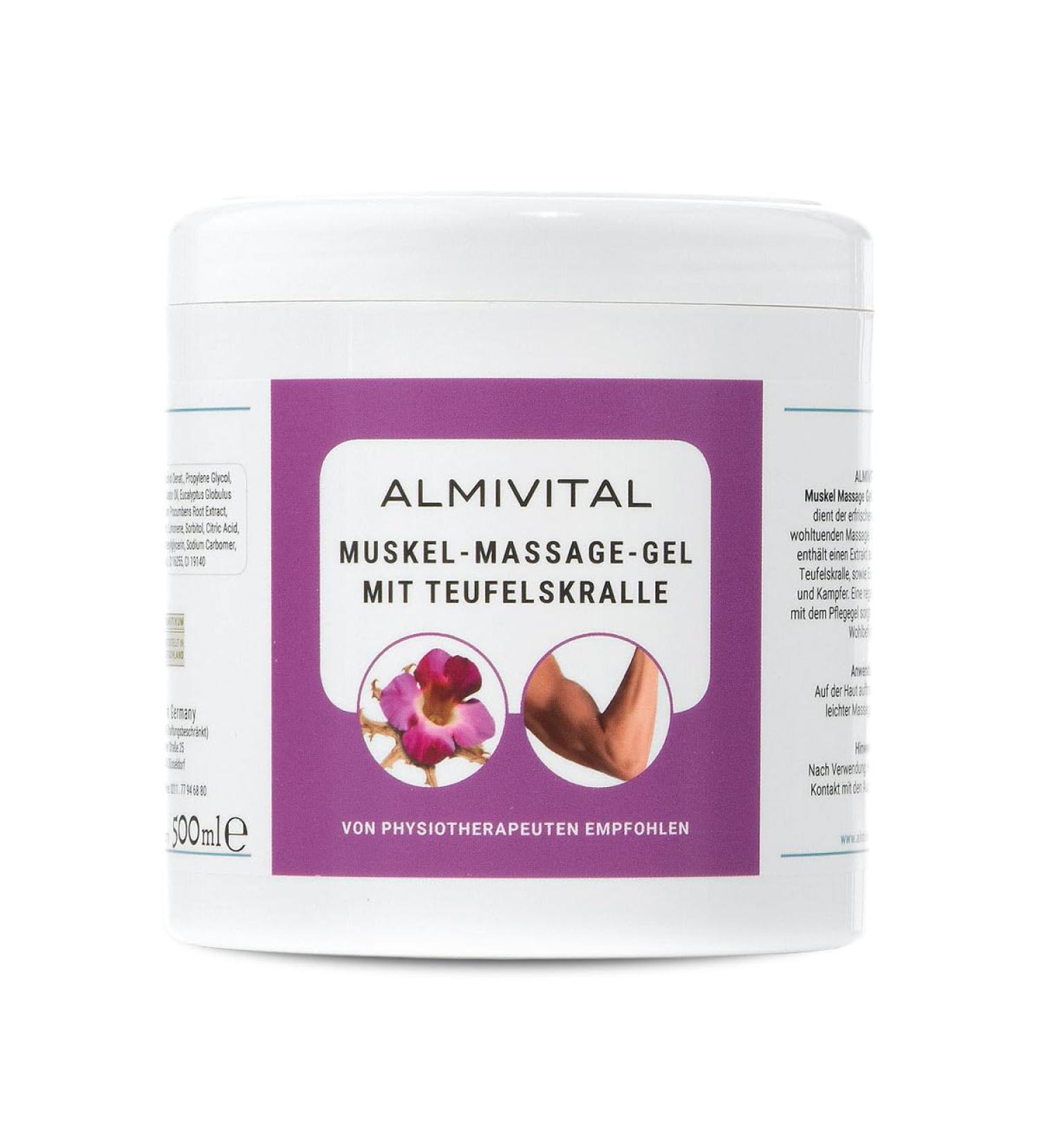 Almivital Muscle Massage Gel with Devil Claw | Natural Relaxation & Regeneration for Stressed Muscles | Non-Greasy & Rapidly Absorbing | 500ml - Shop Now! - Buy Online on GoSupps.com
