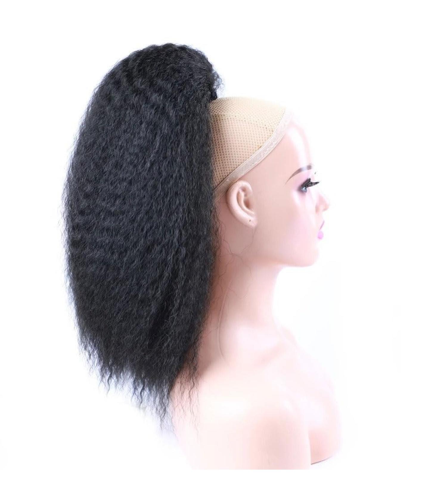 Ponytail Extension Hair High Puff Afro Hairpiece Fake Synthetic Drawstring Ponytail Elastic Hair Extension For Women Kinky Curly Ponytail Synthetic Ponytail Hair Extension(Black 30inches) 30inches Black - Buy Online on GoSupps.com