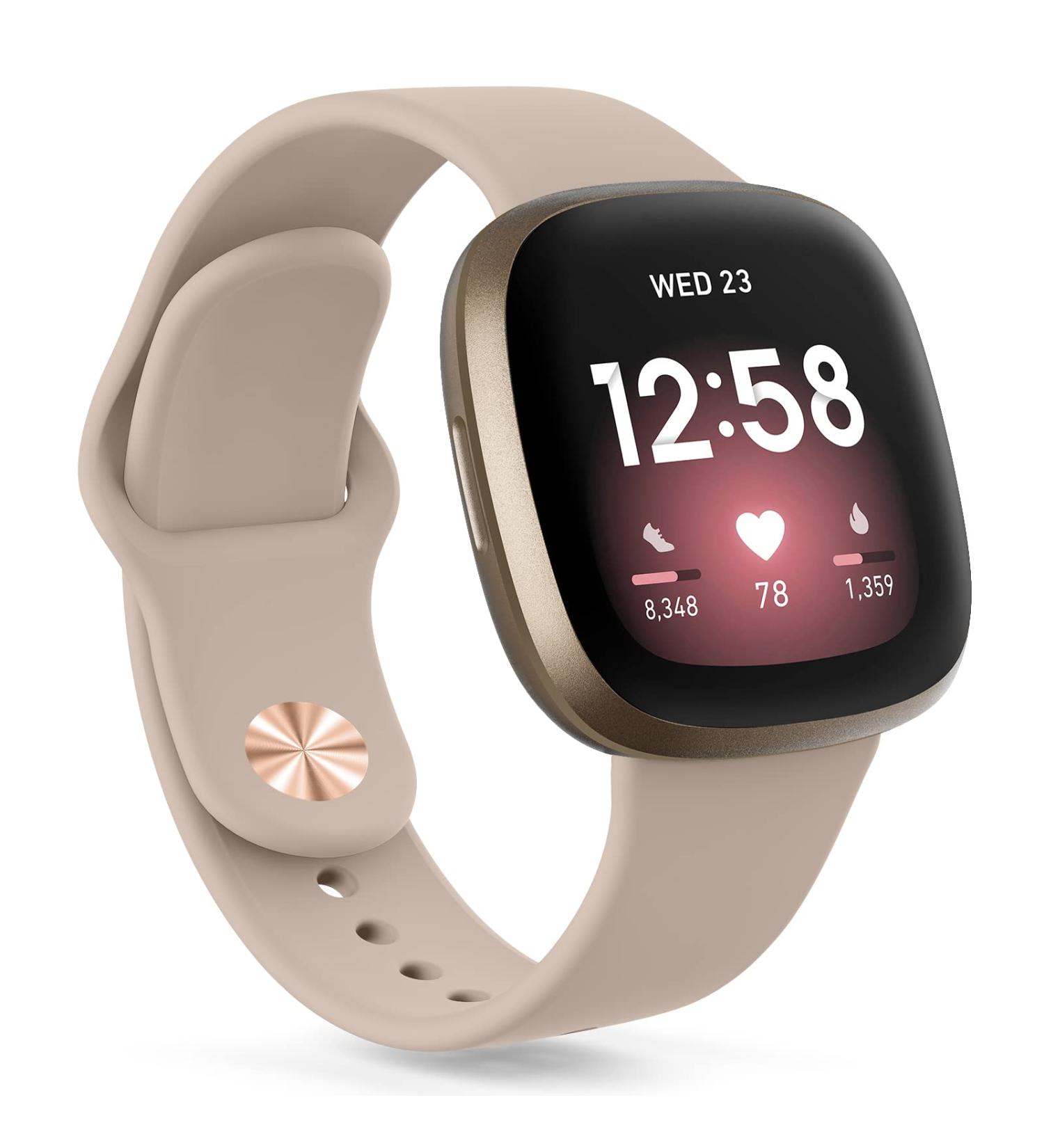 Oumida Silicone Sport Bracelet for Fitbit Versa 3/4 & Sense - Stylish Replacement Band in Scythe 2 Milk Tea Color for Men & Women - Buy Online on GoSupps.com