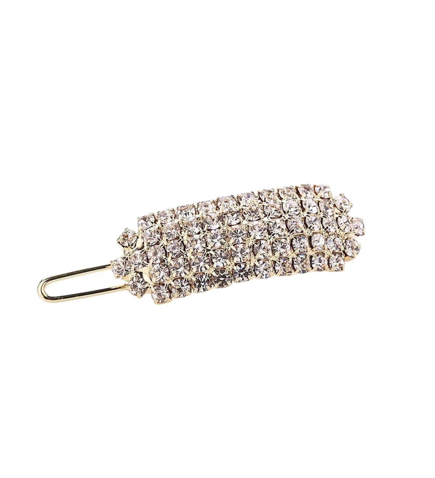 New 2025 Crystal Women Elegant Korean Design Snap Barrette Stick Metal Alloy Hairpin Hair Styling Accessories Jewelry Fashion Accessories Creative Gift - Buy Online on GoSupps.com