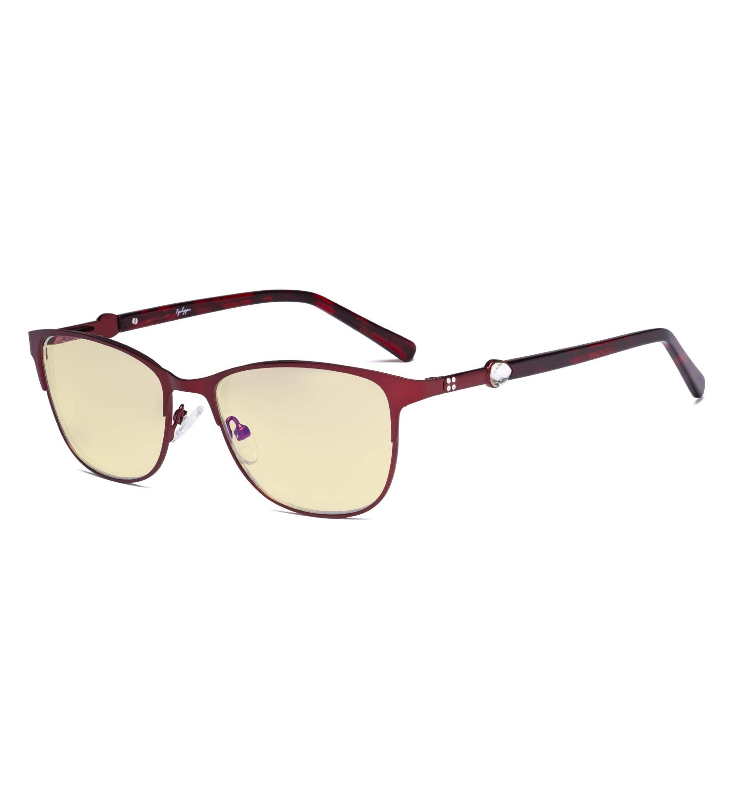 Eyekepper Ladies Blue Light Blocking Glasses - Stylish Yellow Filter Computer Eyewear for Women - Red Frame - Protect Your Eyes from Screen Fatigue - Buy Online on GoSupps.com