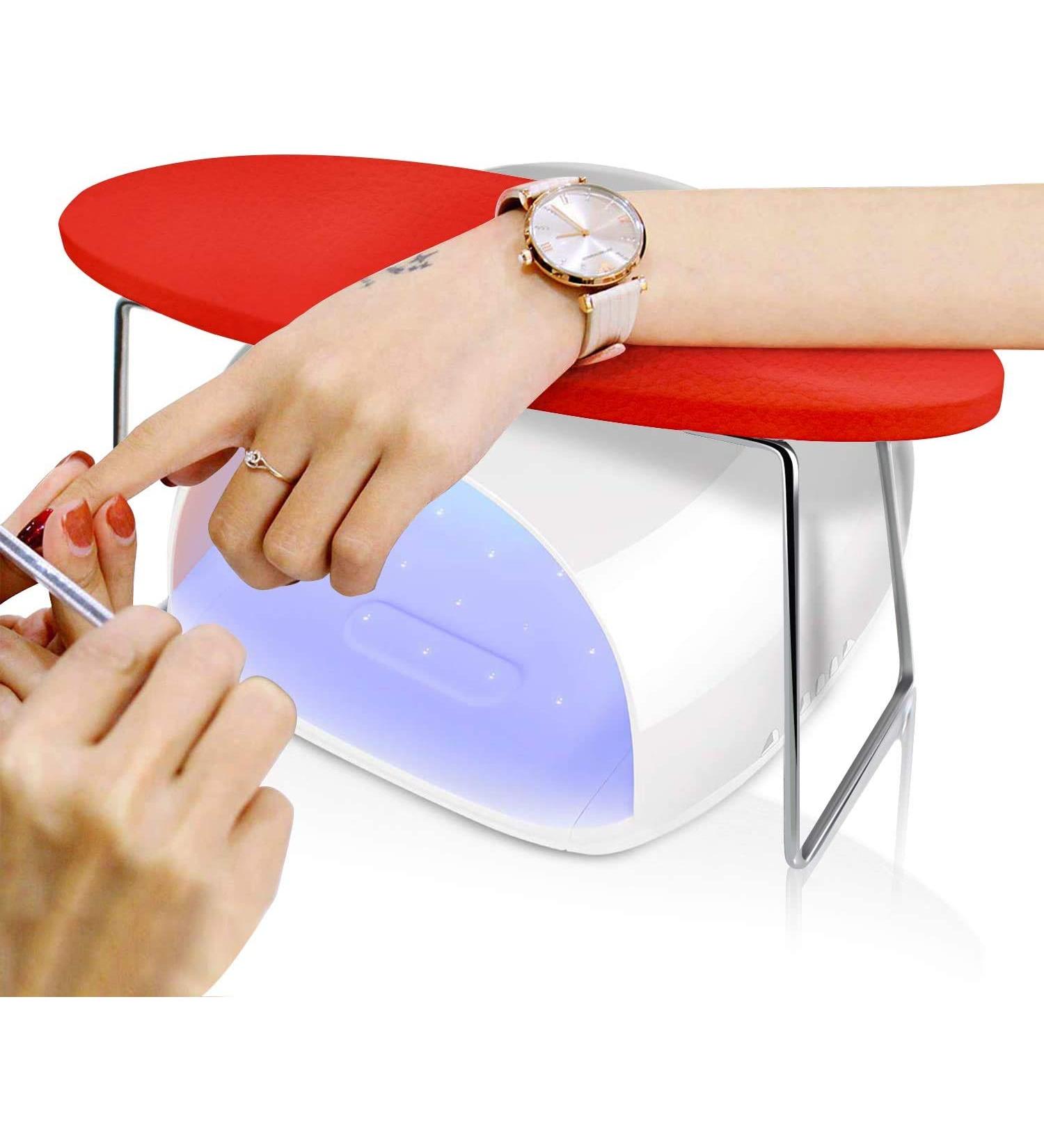 Feadem Nail Arm Rest - Waterproof Wear-Resistant Microfiber Leather Hand Pillow for Salon Manicure - Red - Buy Online on GoSupps.com