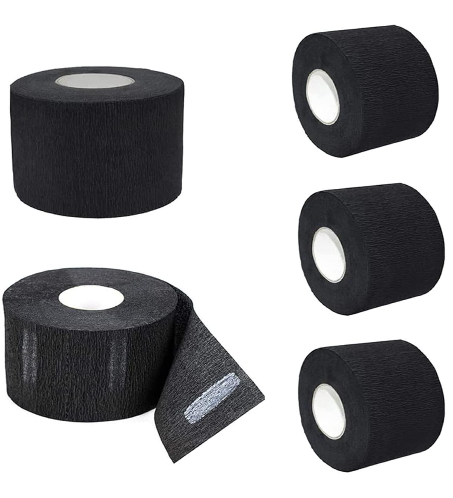 5 Rolls Black Crepe Paper for Salon: Neck Stripes & Hair Wrapping | Disposable Stretchy Rolls for Hair Cutting & Coloring - Buy Online on GoSupps.com