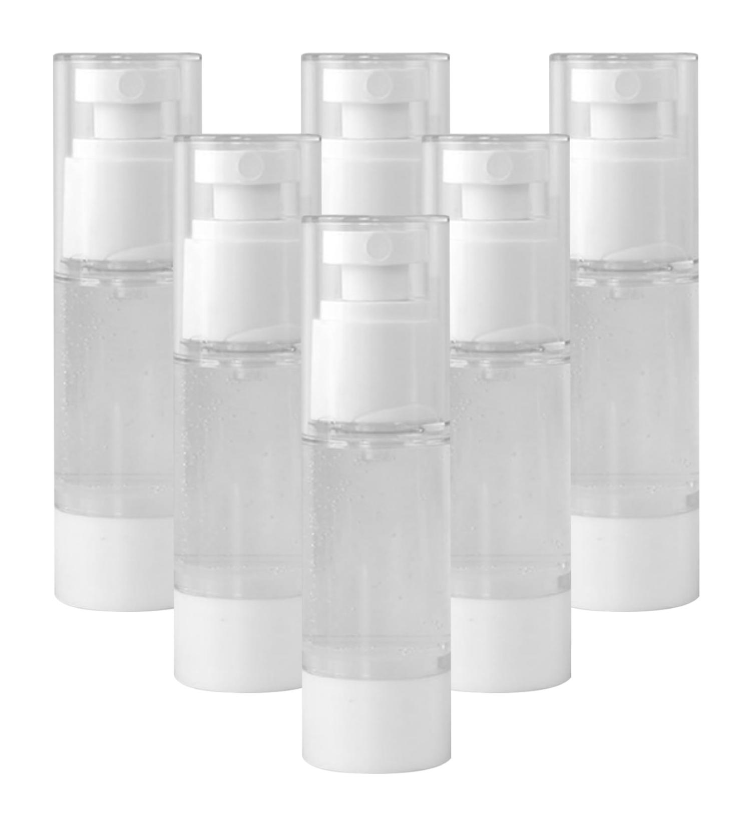 Airless Pump Bottle Set - 6pcs 30ml Transparent Travel Spray Bottles with Dust Cover | Reusable & Refillable for Toner & Fragrance - Buy Online on GoSupps.com