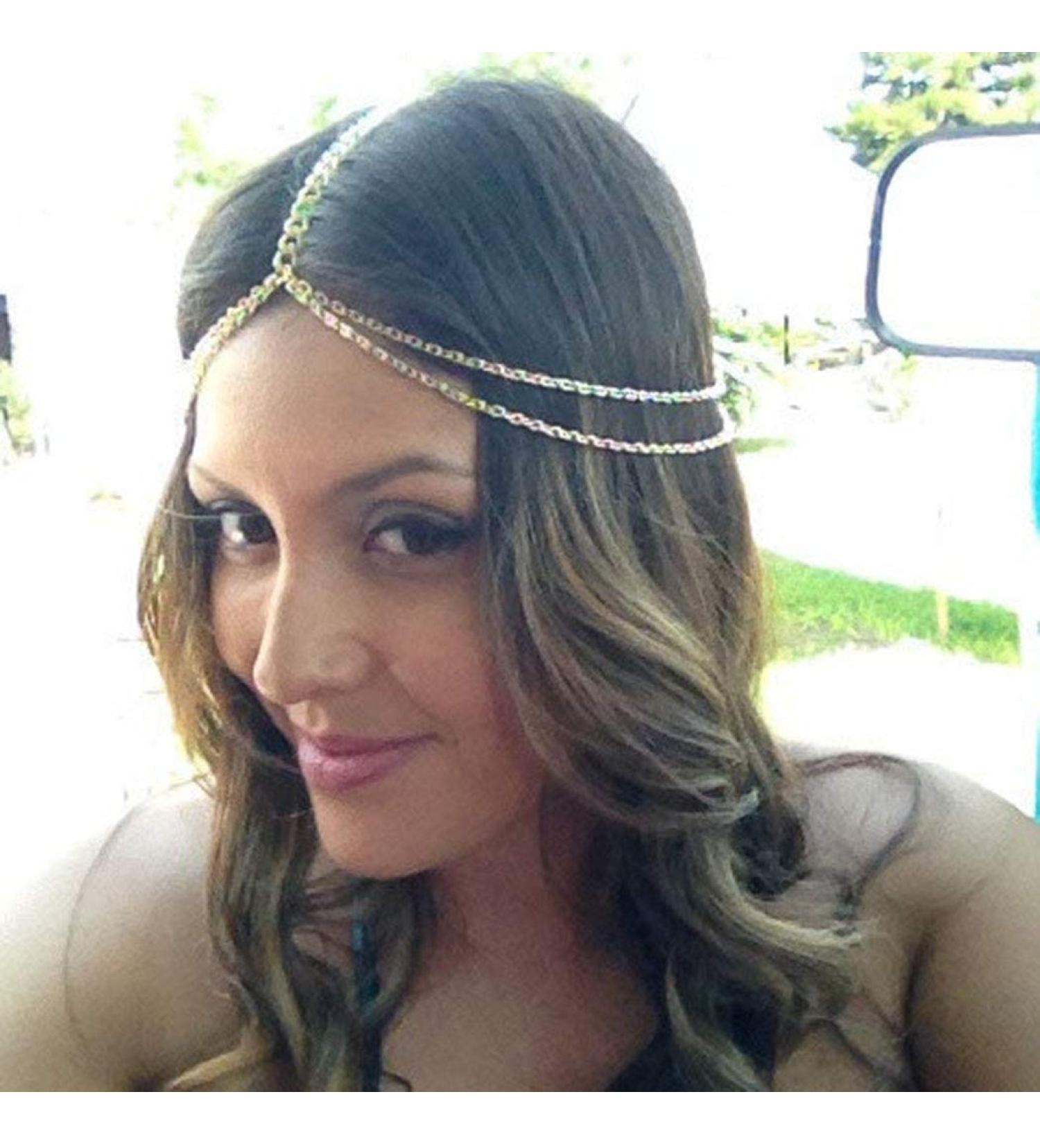 Haloty Gold Wedding Head Chain for Women & Girls | Gypsy Tassel Headband Jewelry - Buy Online on GoSupps.com