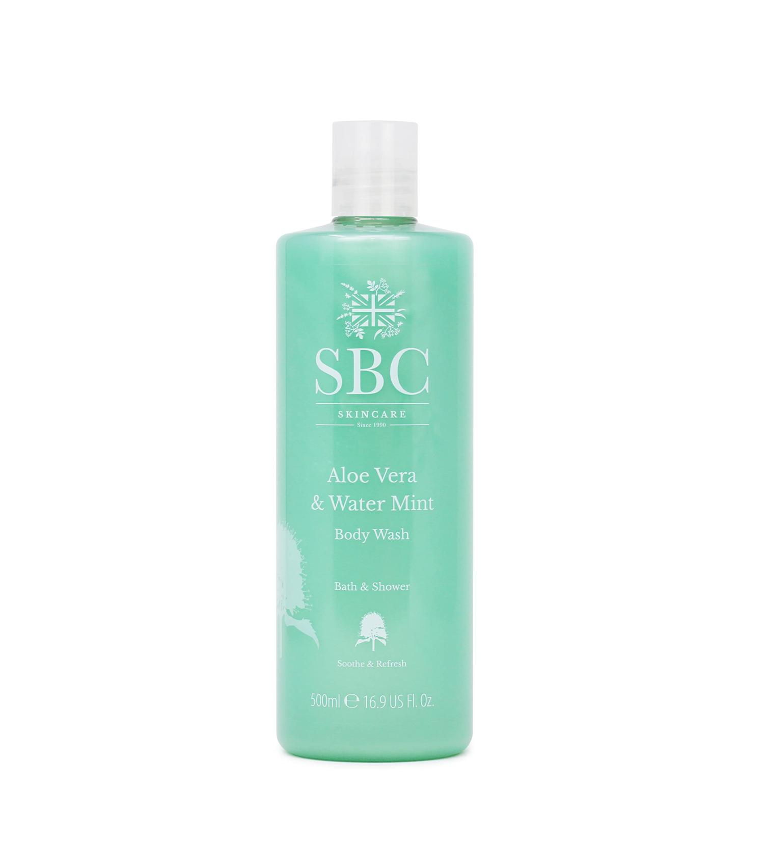 SBC Skincare Aloe Vera & Water Mint Body Wash - 500ml | Refreshing Shower Gel | Shower Gel For Men And Women | Vegan Friendly Body Wash | Cooling Aloe Vera Body Wash - Buy Online on GoSupps.com