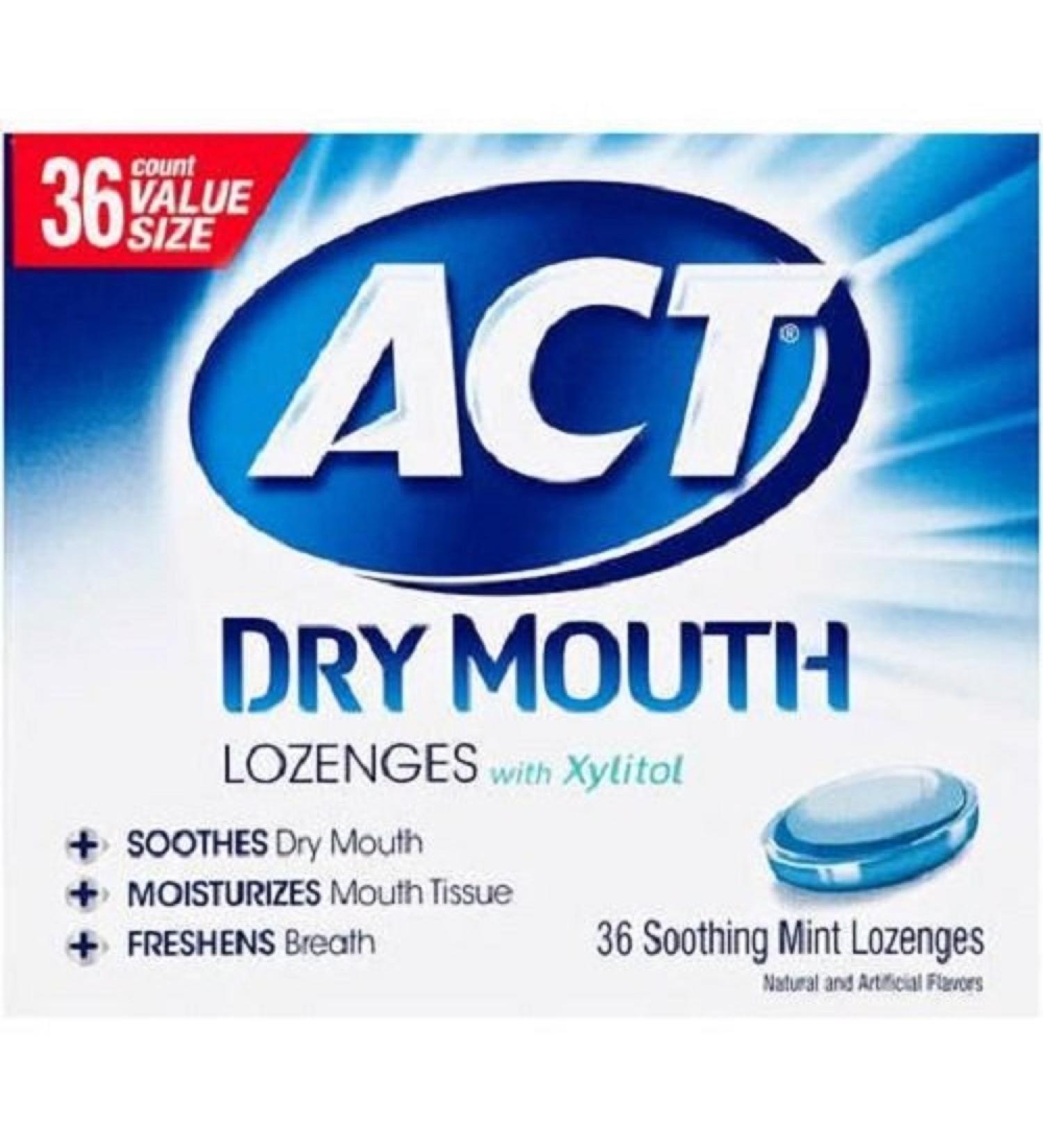 ACT Total Care Dry Mouth Lozenges Mint 36 Count Per Box (2 Boxes)