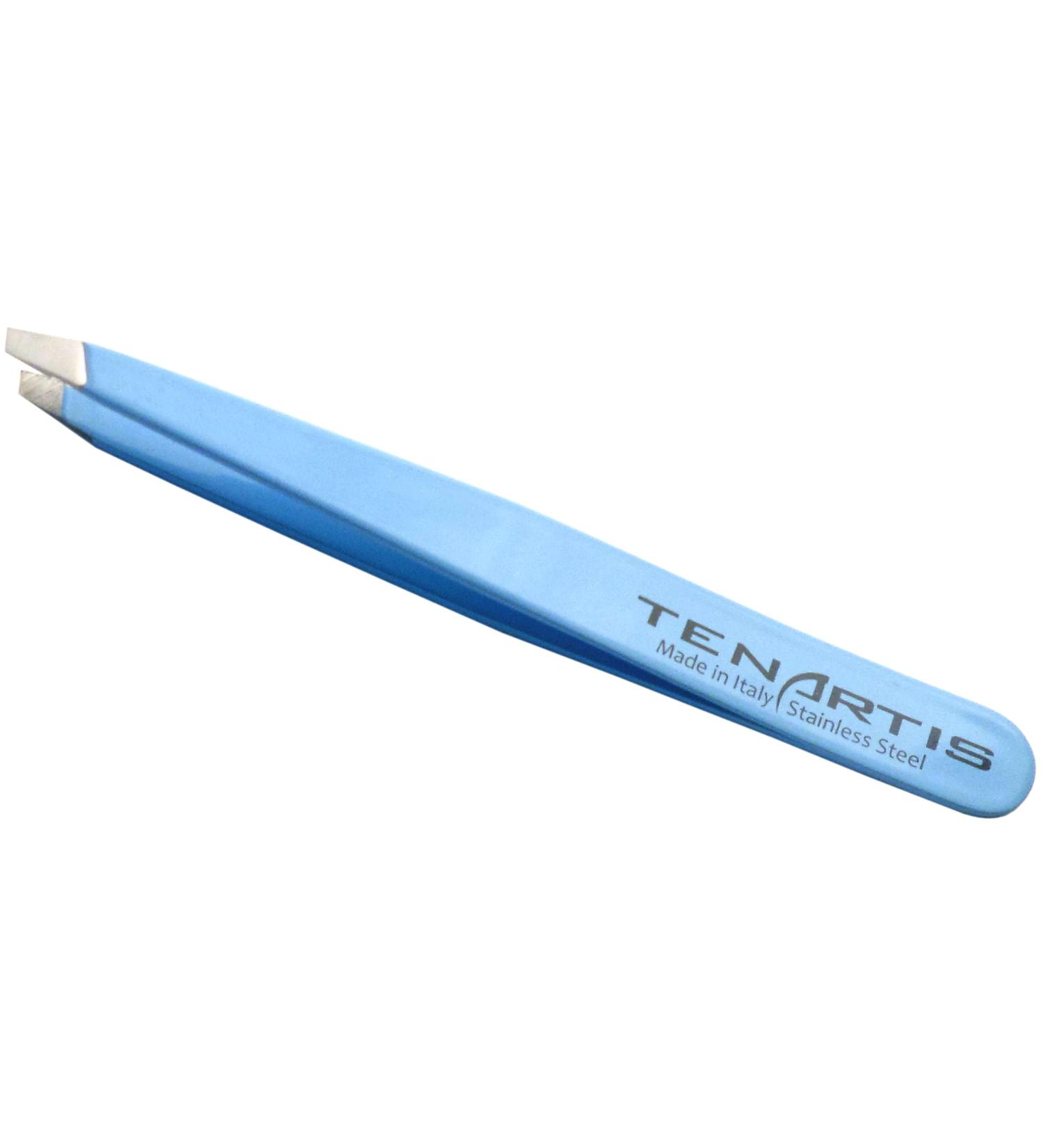 Tenartis 188 Sky Blue Eyebrow Tweezers made of stainless steel slanted - Made in Italy Sky Blue