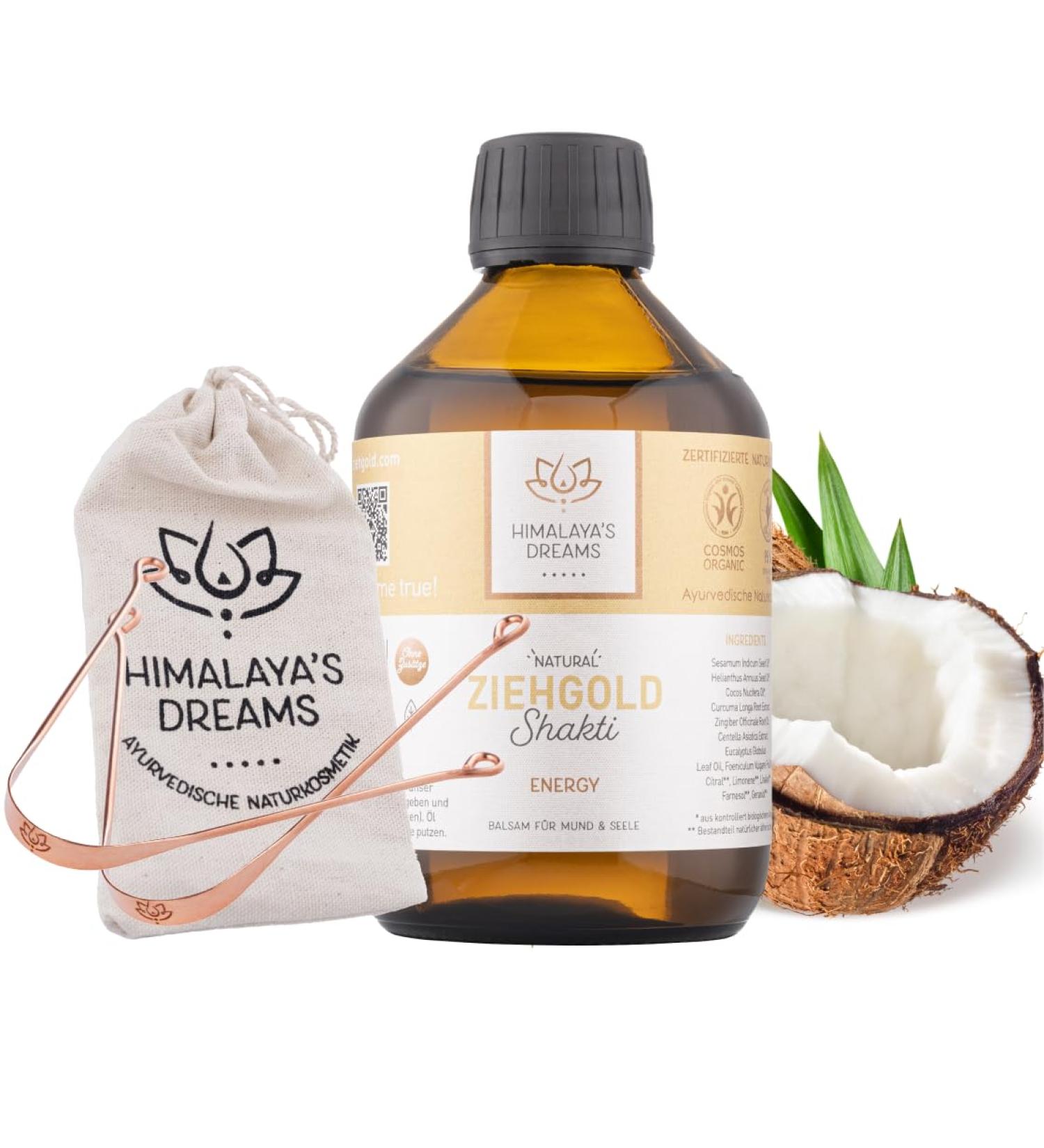 Himalayas Dreams Mouthpiece & Tooth Oil Energy+2er Set - Certified Organic Ayurveda Dental Care & Tooth Bleaching | 250ml - Buy Online on GoSupps.com