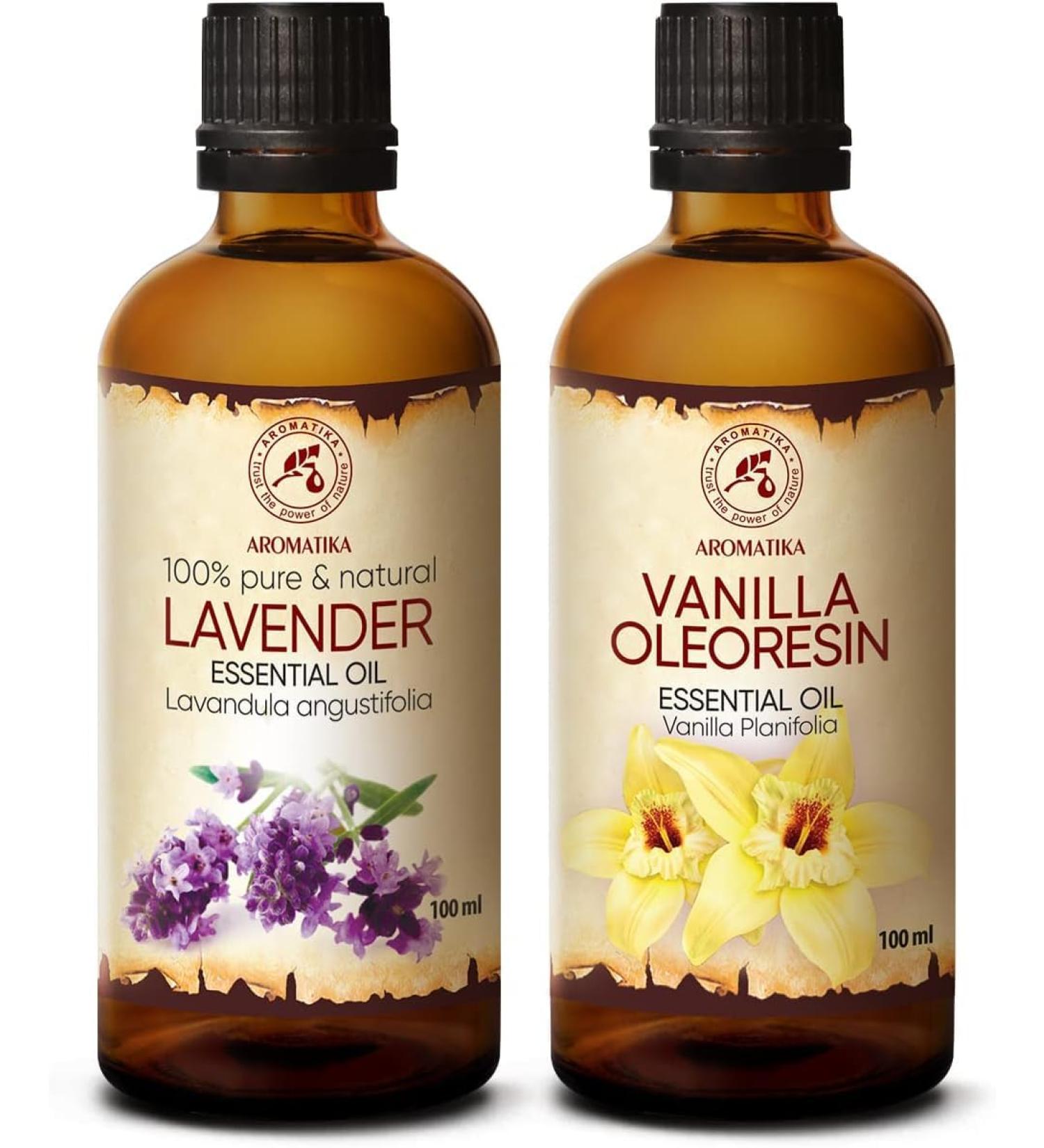 Essential Oils Set 2x100ml - Lavender & Vanilla Oleoresin - Aromatherapy Gift for Diffusers Candles & Soap Making - Buy Online on GoSupps.com