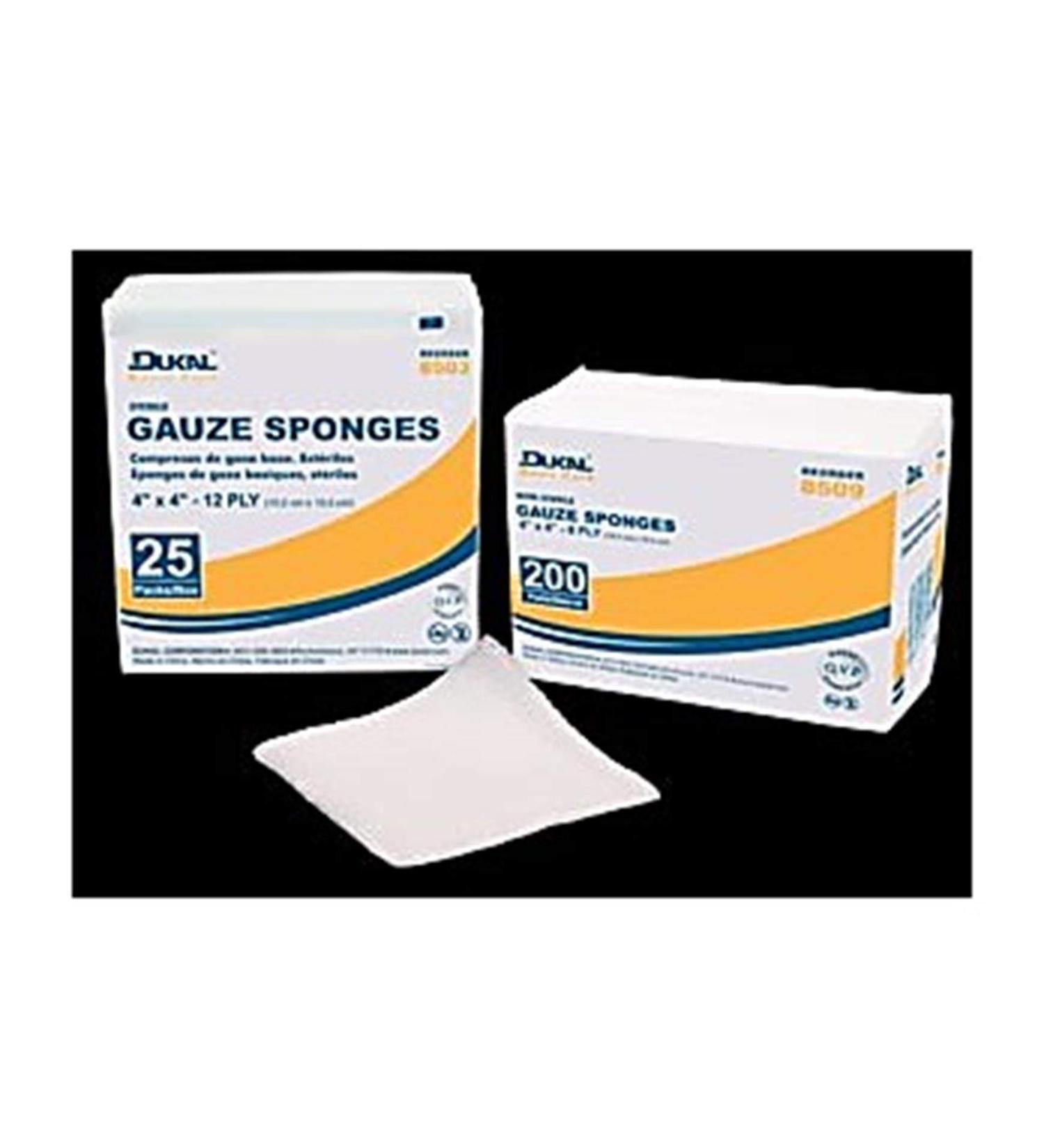 Dukal DUK 8500 Basic Gauze Sponge Sterile 8-Ply 2" Width 2" Length (Pack of 3000)