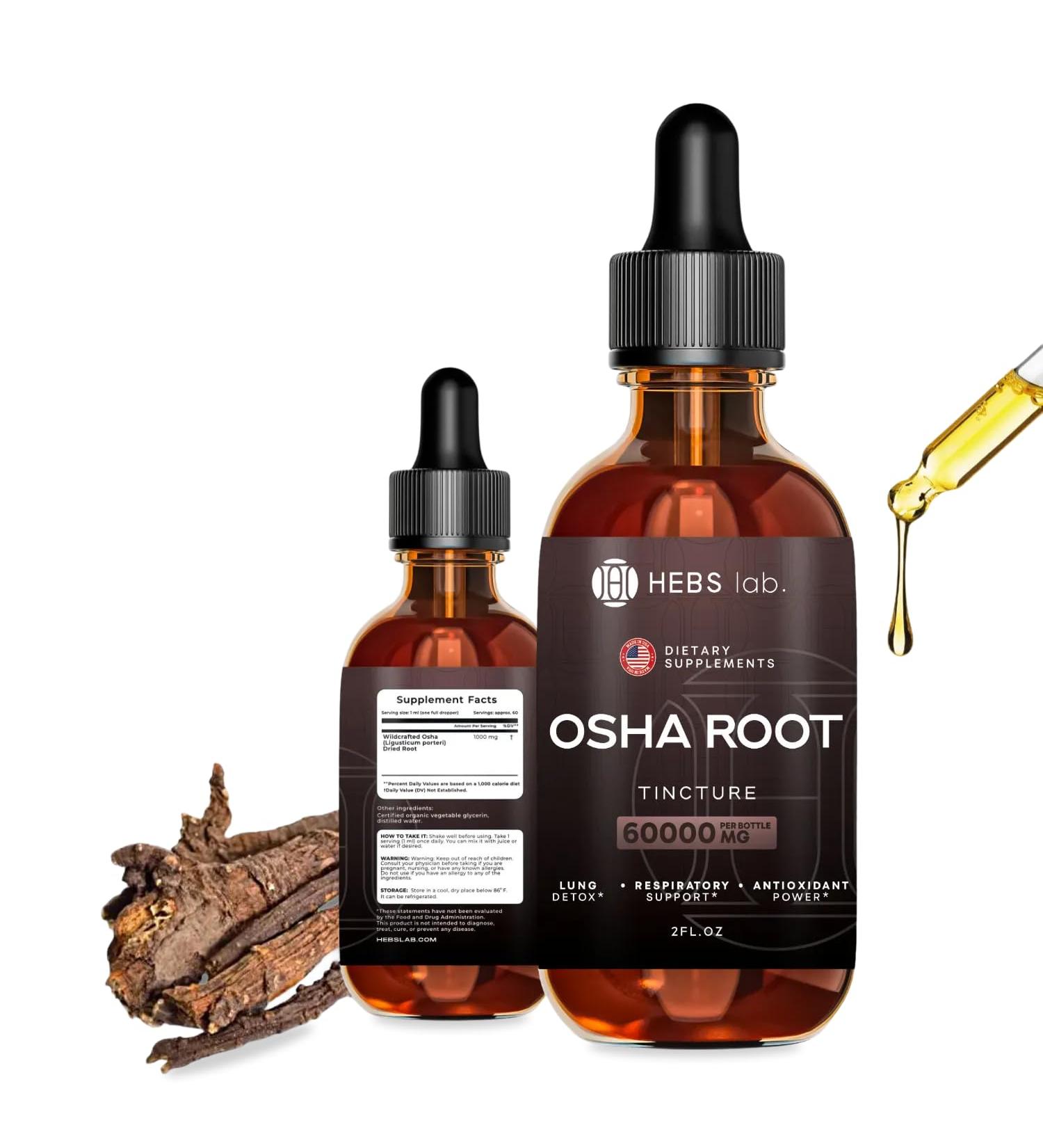 HEBS LAB. OSHA Root Tincture - OSHA Tincture Herb Extract - Immune Support Supplement - Lung Detox for Smokers - Ligusticum Porteri Extract Helps Quit Smoking 2 FL Oz - Made in USA - Buy Online on GoSupps.com