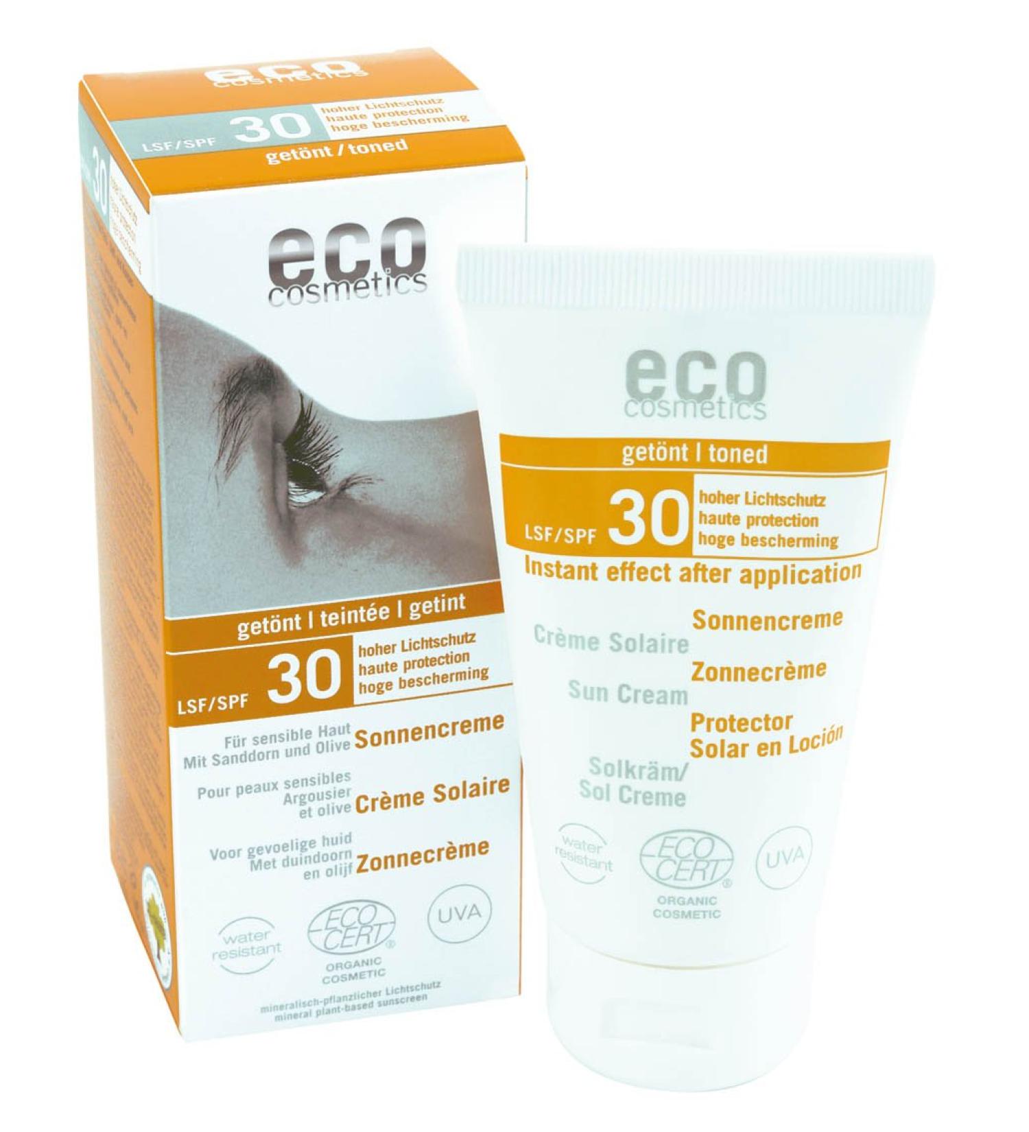 eco cosmetics tinted sunscreen SPF 30 with sea buckthorn and olive (1 x 75 ml) 75 ml (1 pack)
