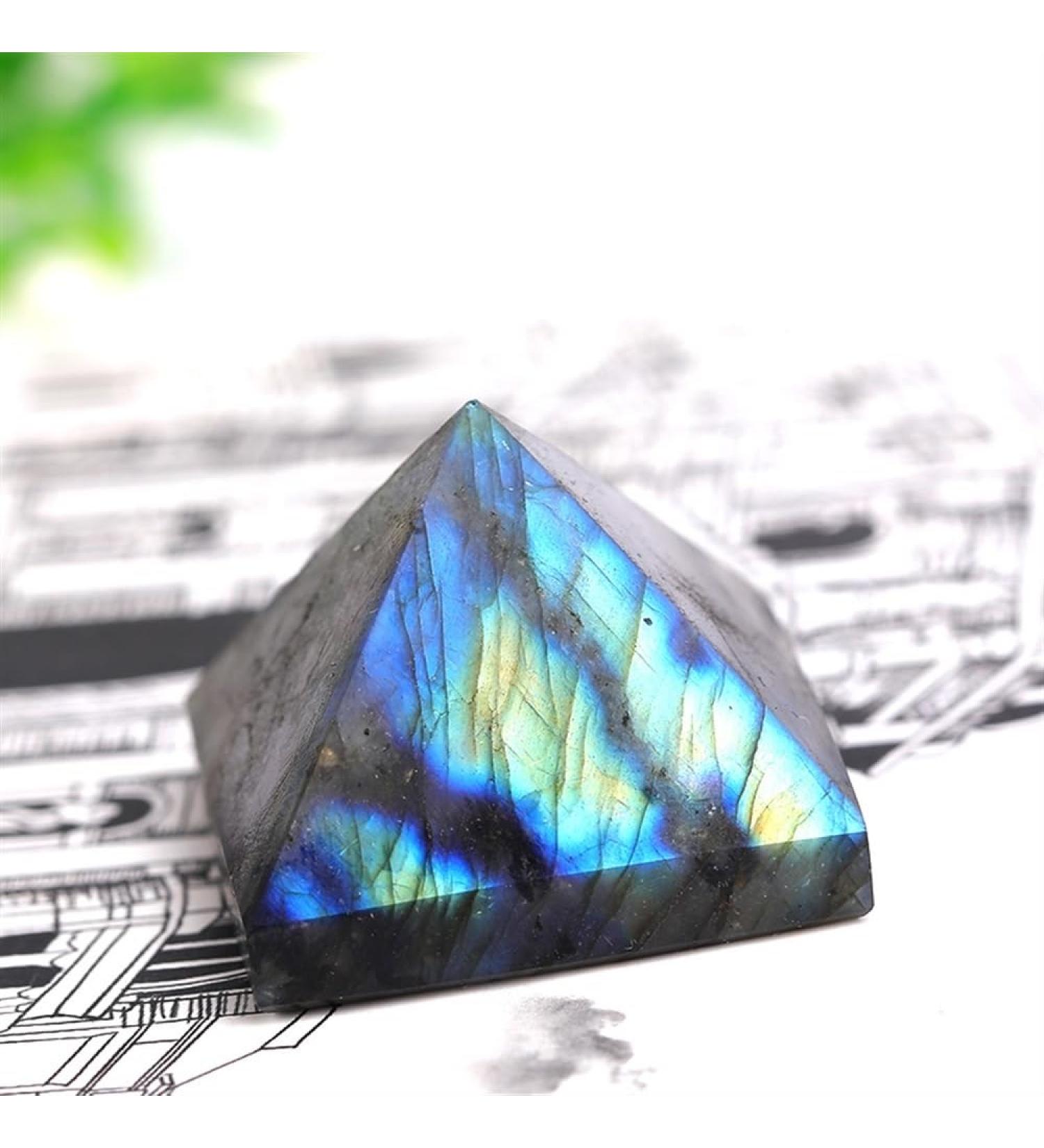 Natural Crystal Rough Natural Labrador Feldspar Crystal Pyramid Rock Specimen Living Room Elongated Stone Ornaments Gifts 1PC - Buy Online on GoSupps.com