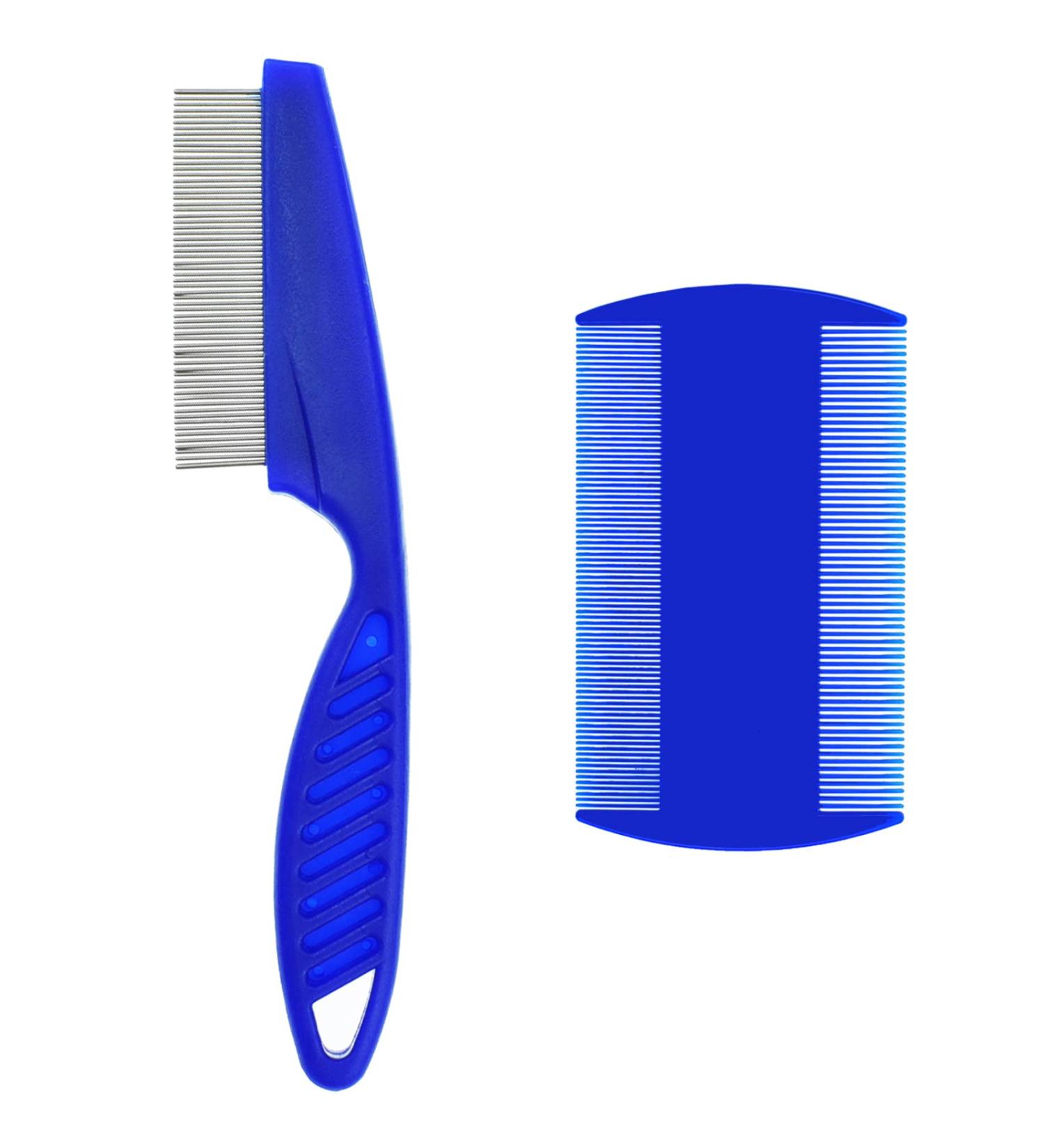2 Pcs Flea Comb for Cat Dog Flea Lice Tear Stain Remover Pet Combs Fine Tooth Grooming Removal Tool Blue - Buy Online on GoSupps.com