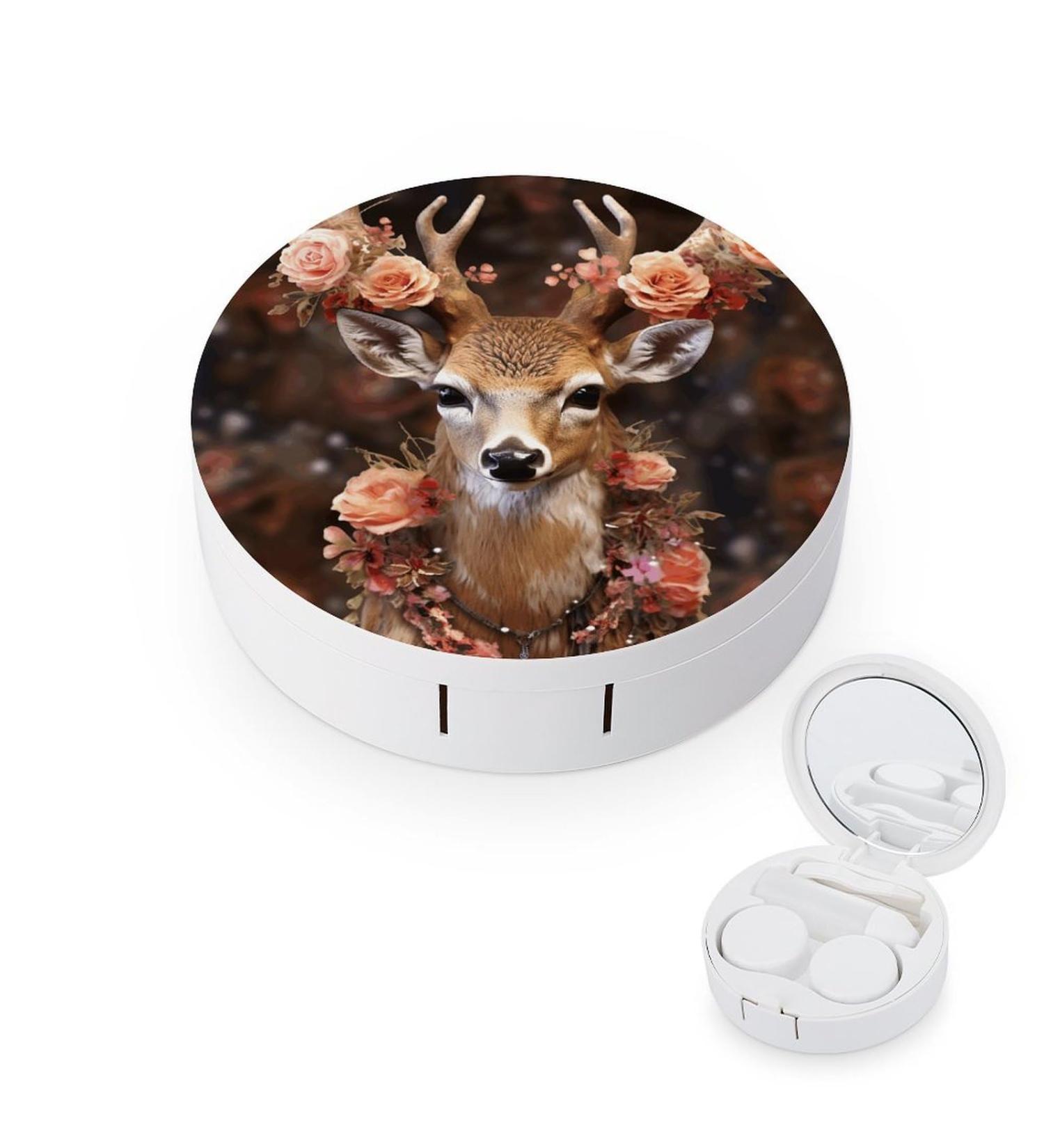 Deer Floral Print Contact Lens Case | Travel-Friendly Lens Care Box - Buy Online on GoSupps.com
