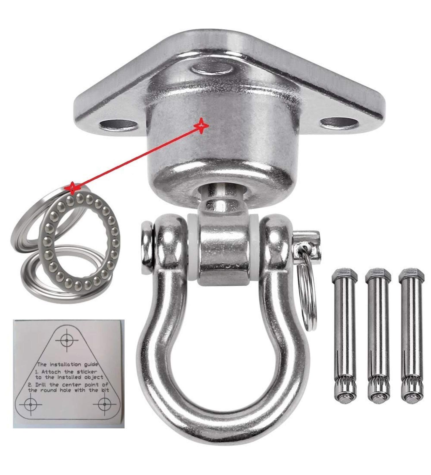 Dakzhou Stainless Steel Hanger with Smooth Swing Bearings  Heavy Duty 180+360 Swivel Swing Hook  1500 lb Capacity Playground Yoga Hammock Chair Rope  sandbag Porch Swing Bag Sleeve - Buy Online on GoSupps.com