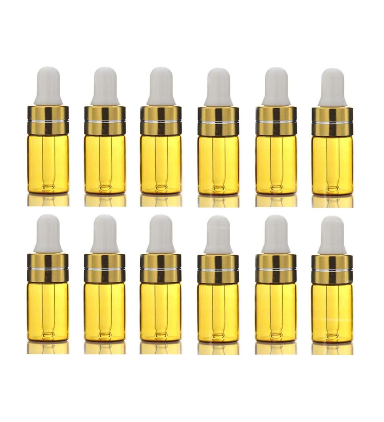 Vasana 12x Refillable Brown Glass Mini Bottles | 3ml Drip Bottles for Essential Oils Perfumes & Aromatherapy - Elite Fluid Containers - Buy Online on GoSupps.com