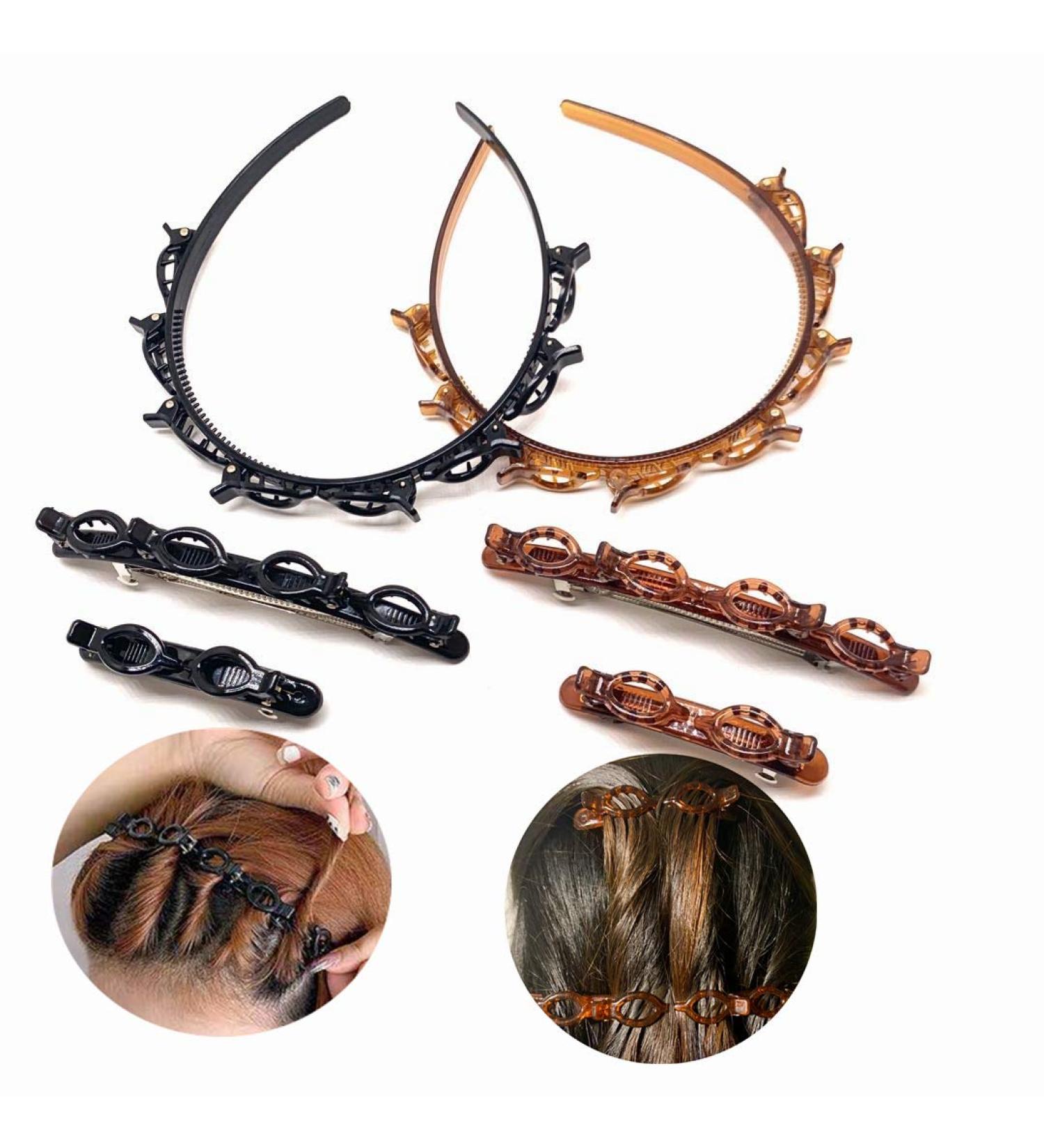 6PCS Double Bangs Hairstyle Hairpin Headband for Girls & Women - Korean Fashion Twist Plait Hair Clip Tool - Buy Online on GoSupps.com