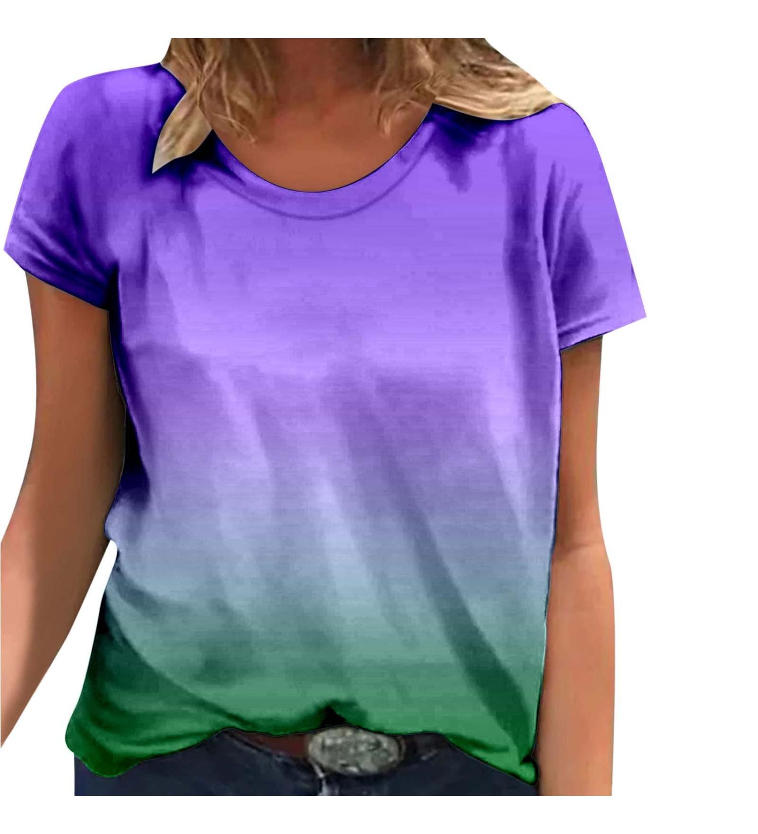 Shop Stylish Women's Round Neck Summer T-Shirts - Casual Printed Tops & Sport Tees in Pink & Purple - Buy Online on GoSupps.com