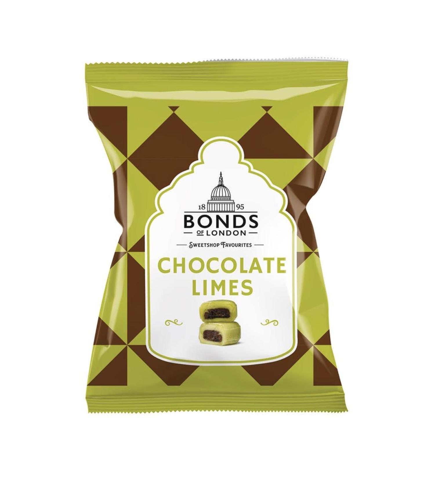 Bonds of London Chocolate Limes Lime Flavoured Sweets with Chocolate Centre 12 x 120g Bag