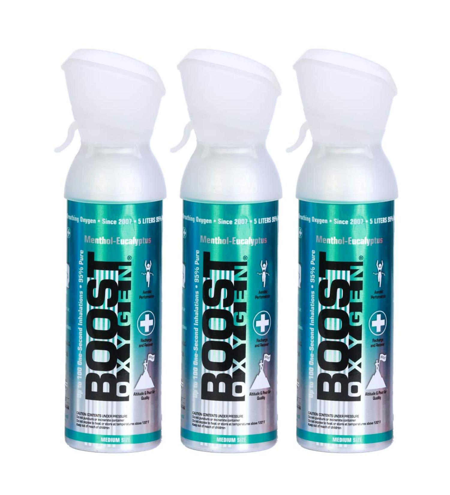 Boost Oxygen Eucalyptus 5L Canister 3-Pack - Natural Respiratory Support for Health, Wellness, Performance, Recovery, Altitude - Portable Oxygen Supplement - Buy Online on GoSupps.com