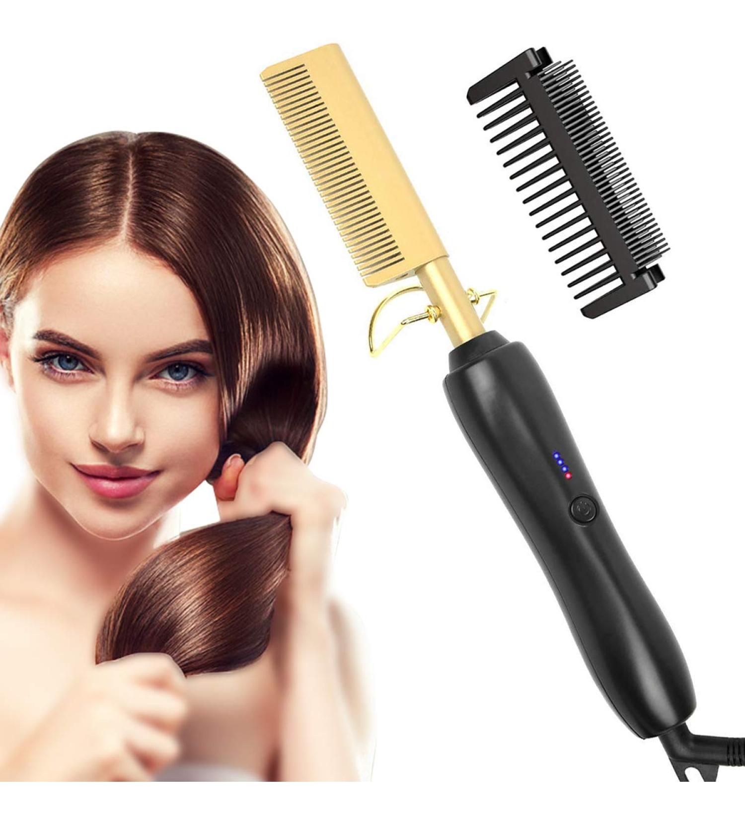 Hair Smoothing Brush - Ion Technology & Ceramic Coating for Wet/Dry Hair | Black Gold - Buy Online on GoSupps.com